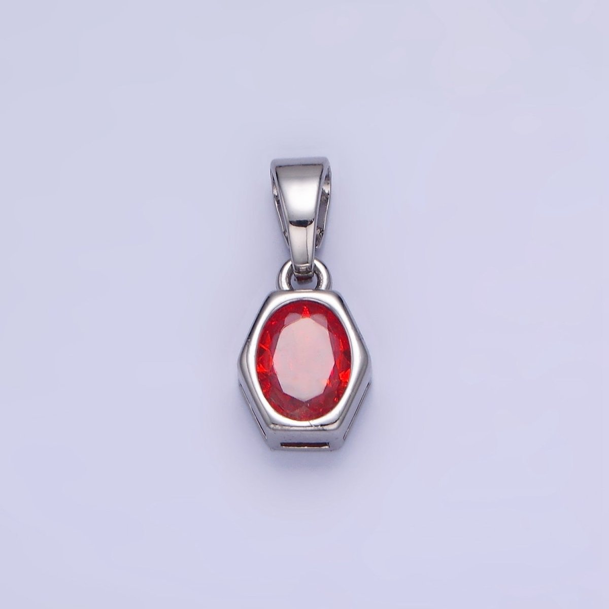 14K Gold Filled Birthstone CZ Hexagonal Pendant in Gold & Silver | AA1282 - AA1295 - DLUXCA