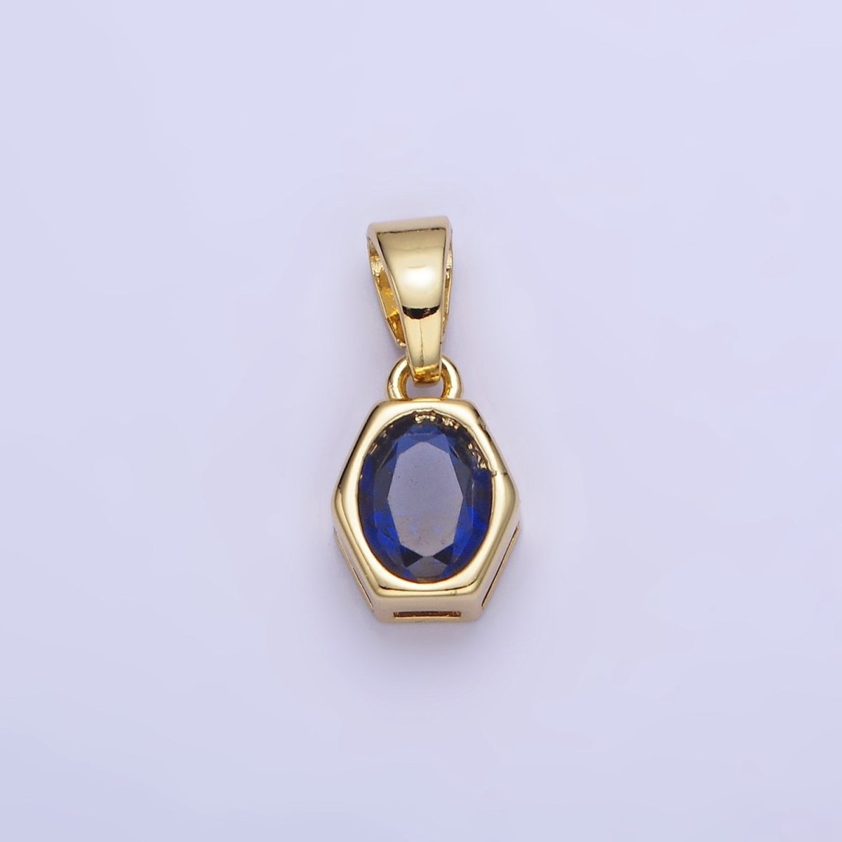 14K Gold Filled Birthstone CZ Hexagonal Pendant in Gold & Silver | AA1282 - AA1295 - DLUXCA