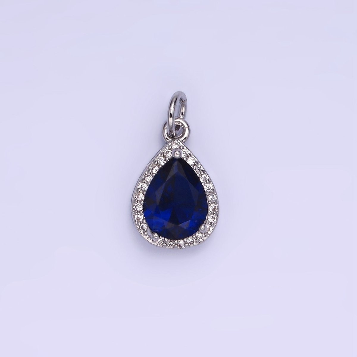 14K Gold Filled Birthstone CZ Micro Paved Teardrop Charm in Gold & Silver | W696 - W703 - DLUXCA