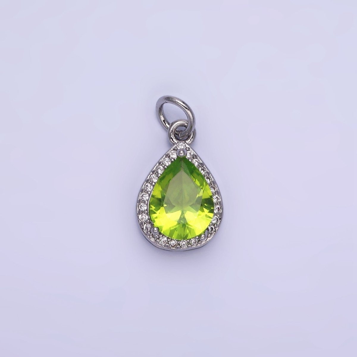 14K Gold Filled Birthstone CZ Micro Paved Teardrop Charm in Gold & Silver | W696 - W703 - DLUXCA