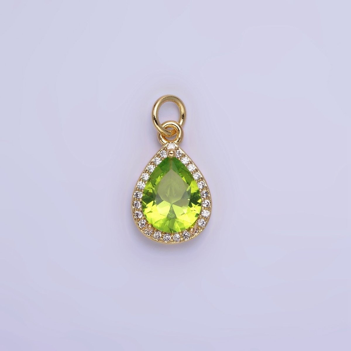14K Gold Filled Birthstone CZ Micro Paved Teardrop Charm in Gold & Silver | W696 - W703 - DLUXCA