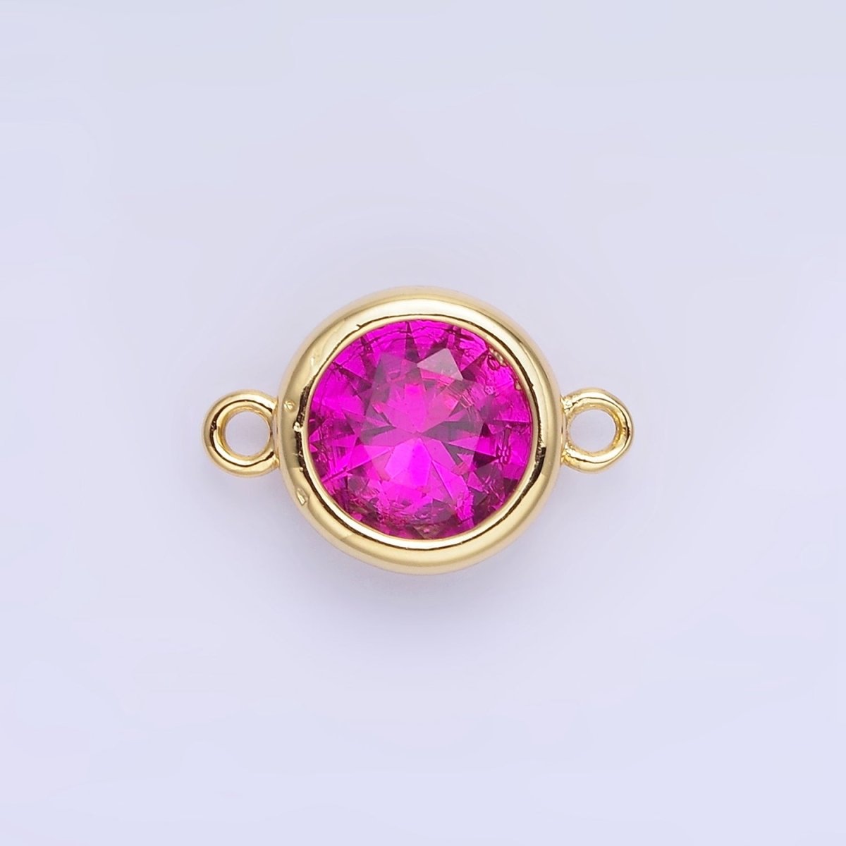 14K Gold Filled Birthstone CZ Round Bezel Connector | G937 - G944 - DLUXCA