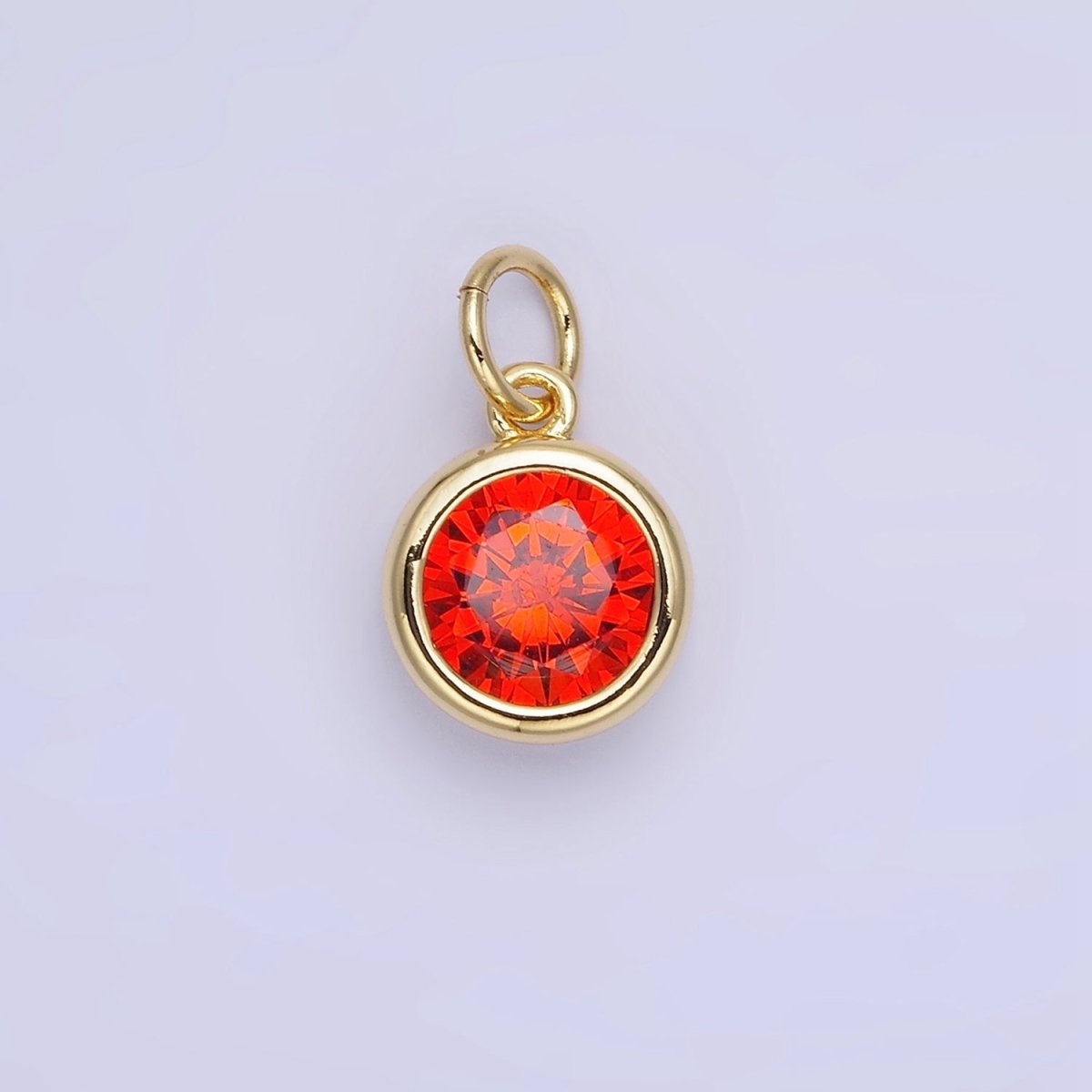 14K Gold Filled Birthstone Round Bezel Charm in Gold & Silver | AG788 - AG795 - DLUXCA