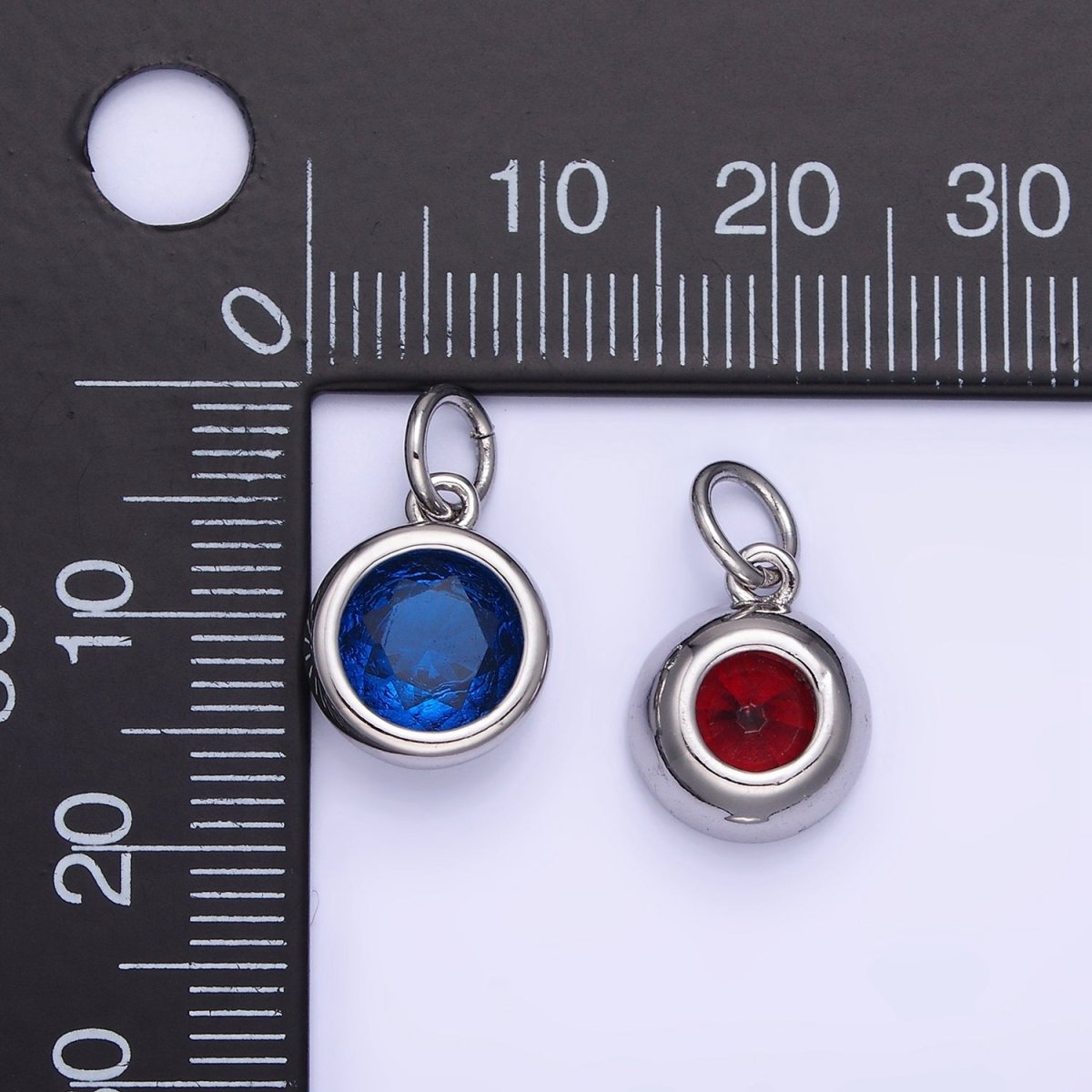 14K Gold Filled Birthstone Round Bezel Charm in Gold & Silver | AG788 - AG795 - DLUXCA