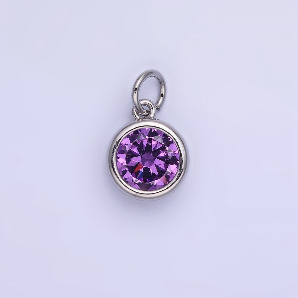 14K Gold Filled Birthstone Round Bezel Charm in Gold & Silver | AG788 - AG795 - DLUXCA