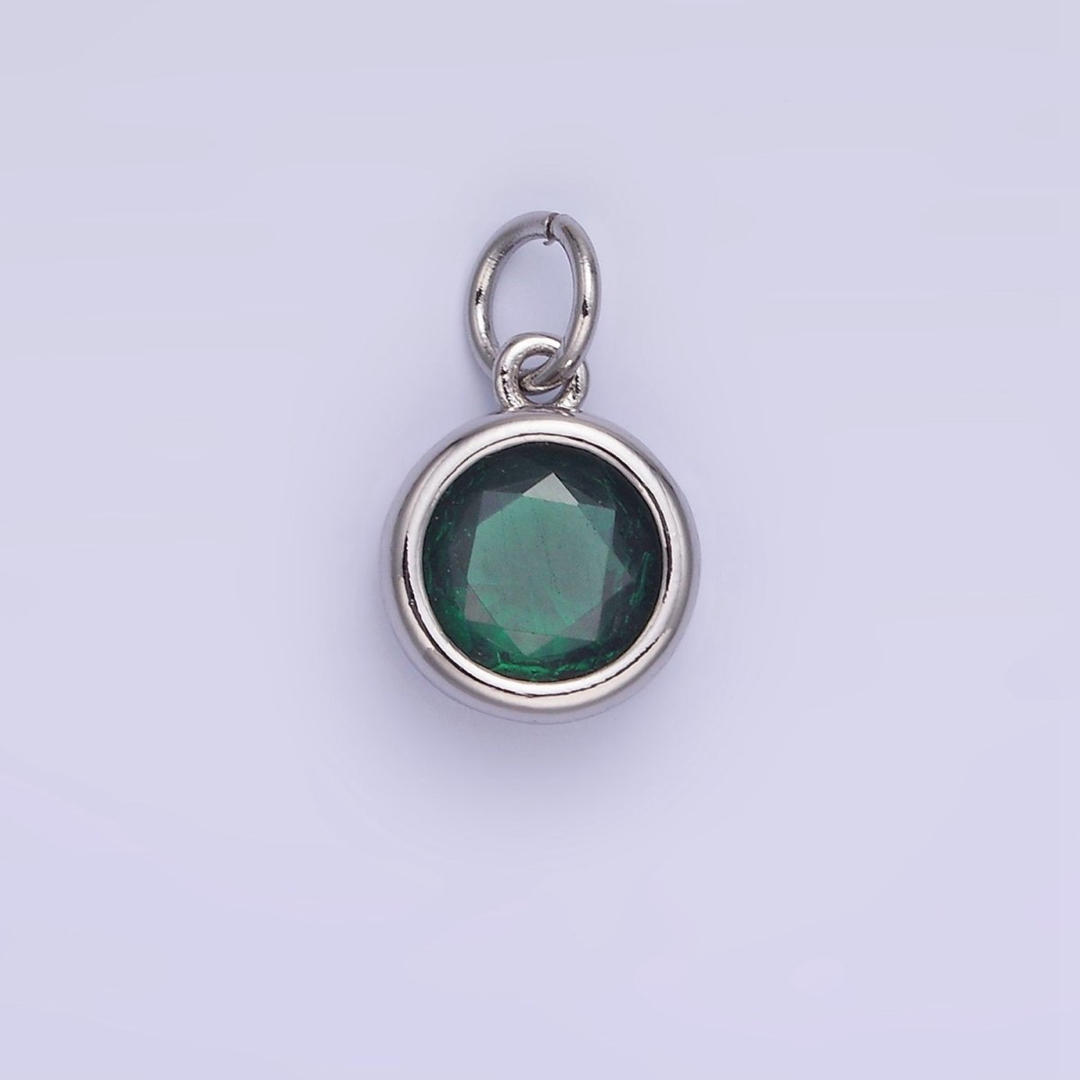 14K Gold Filled Birthstone Round Bezel Charm in Gold & Silver | AG788 - AG795 - DLUXCA