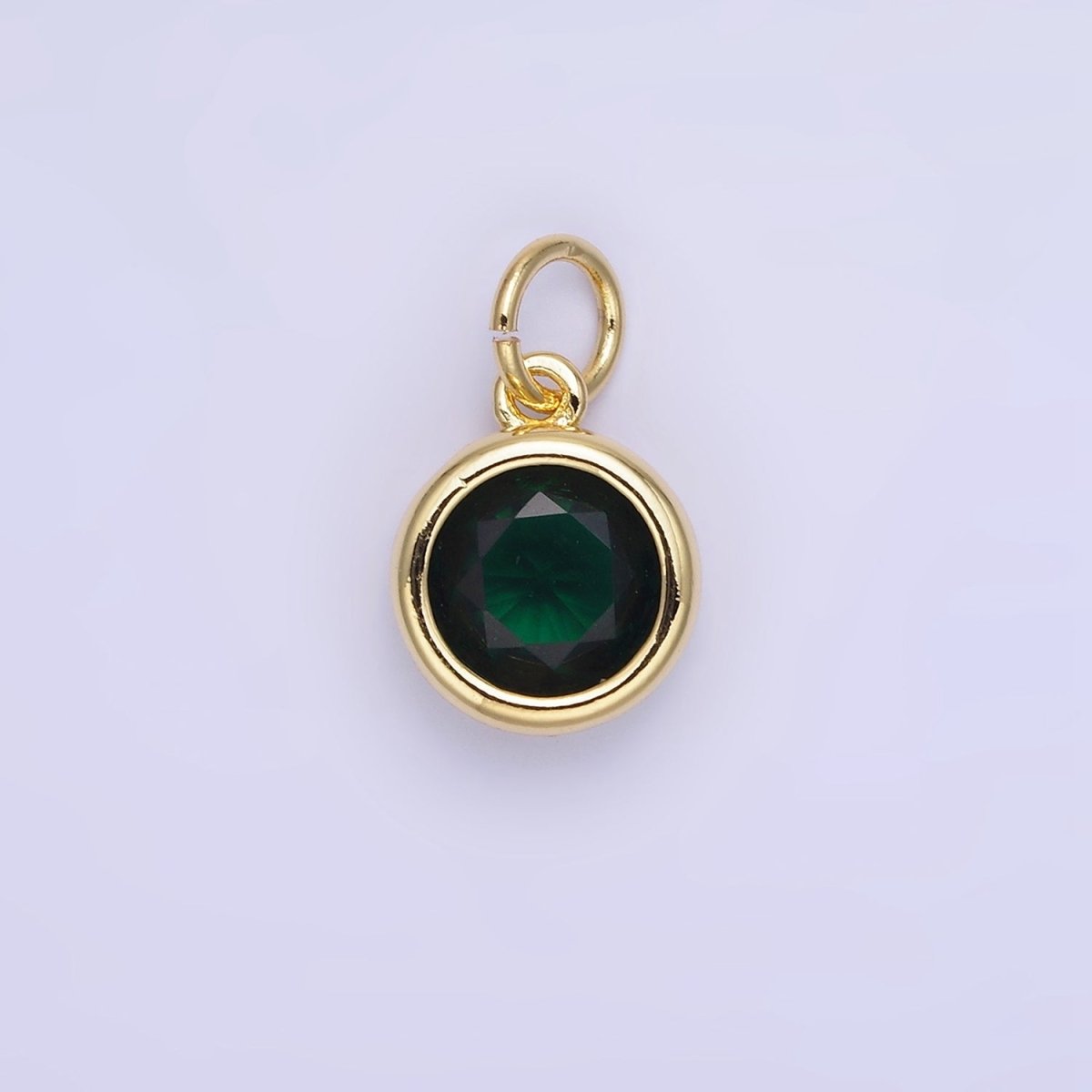 14K Gold Filled Birthstone Round Bezel Charm in Gold & Silver | AG788 - AG795 - DLUXCA