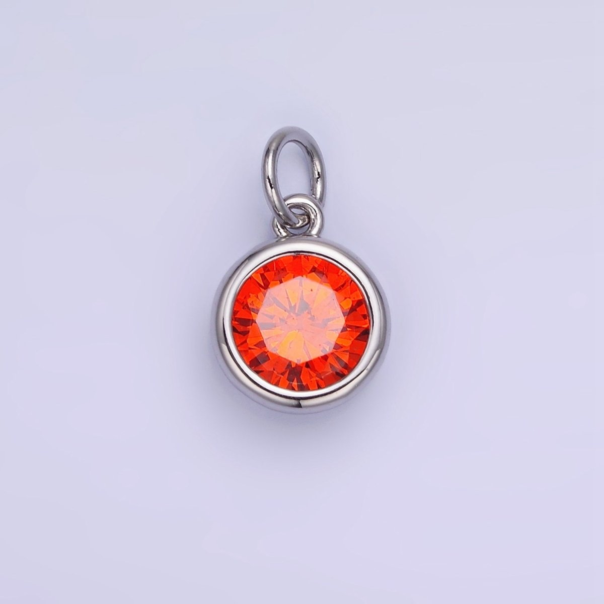 14K Gold Filled Birthstone Round Bezel Charm in Gold & Silver | AG788 - AG795 - DLUXCA