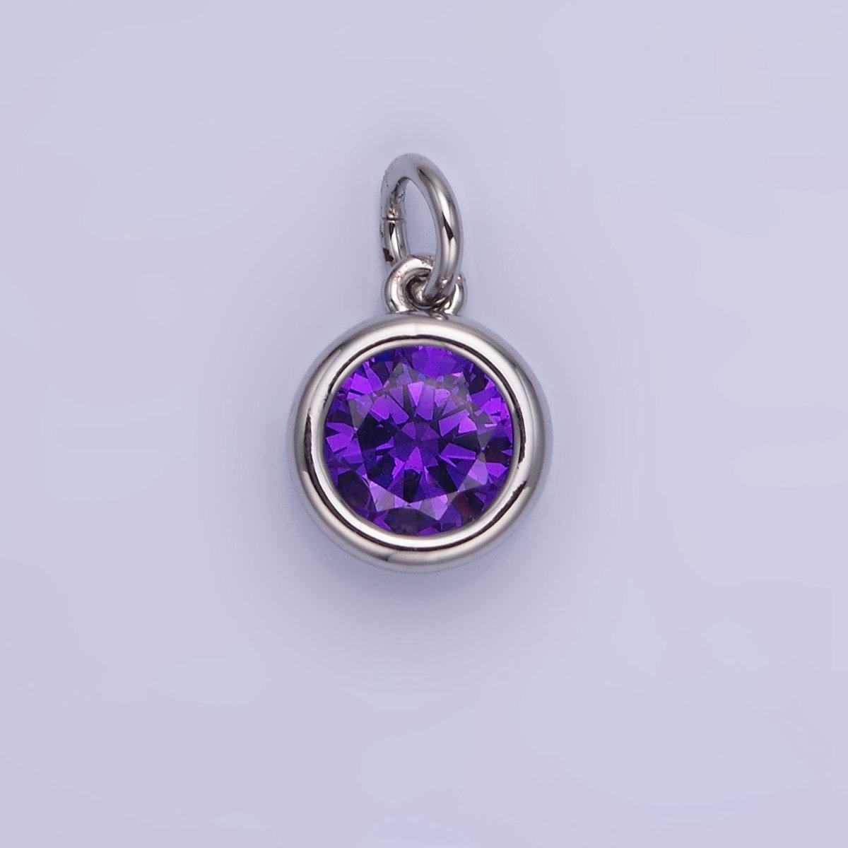 14K Gold Filled Birthstone Round Bezel Charm in Gold & Silver | AG788 - AG795 - DLUXCA