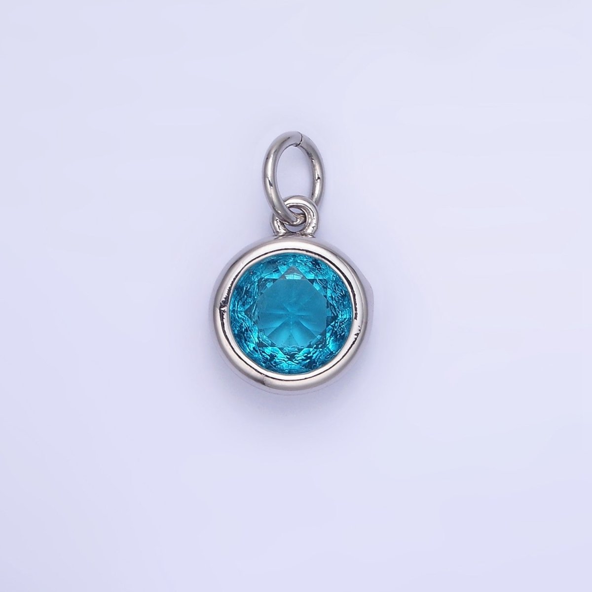 14K Gold Filled Birthstone Round Bezel Charm in Gold & Silver | AG788 - AG795 - DLUXCA