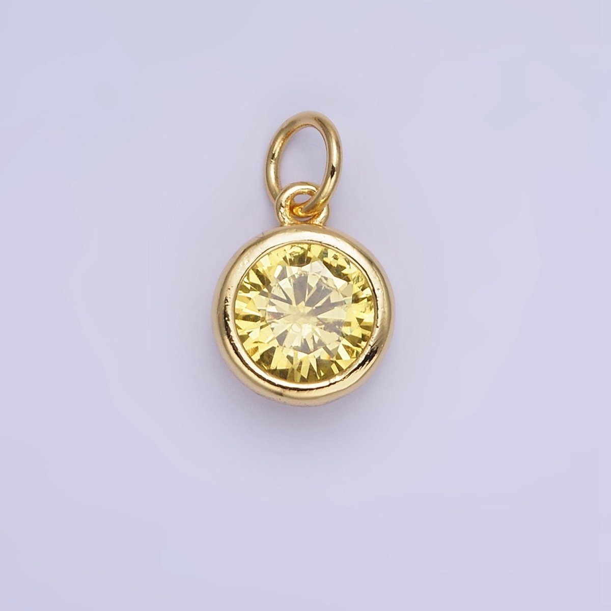 14K Gold Filled Birthstone Round Bezel Charm in Gold & Silver | AG788 - AG795 - DLUXCA
