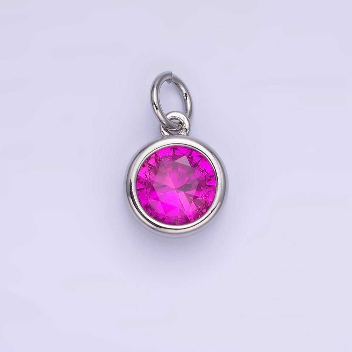 14K Gold Filled Birthstone Round Bezel Charm in Gold & Silver | AG788 - AG795 - DLUXCA