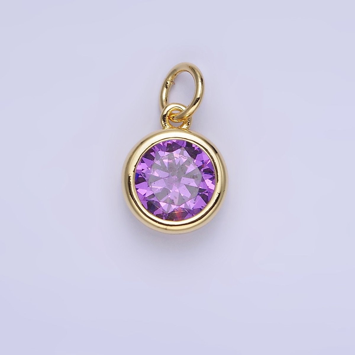 14K Gold Filled Birthstone Round Bezel Charm in Gold & Silver | AG788 - AG795 - DLUXCA
