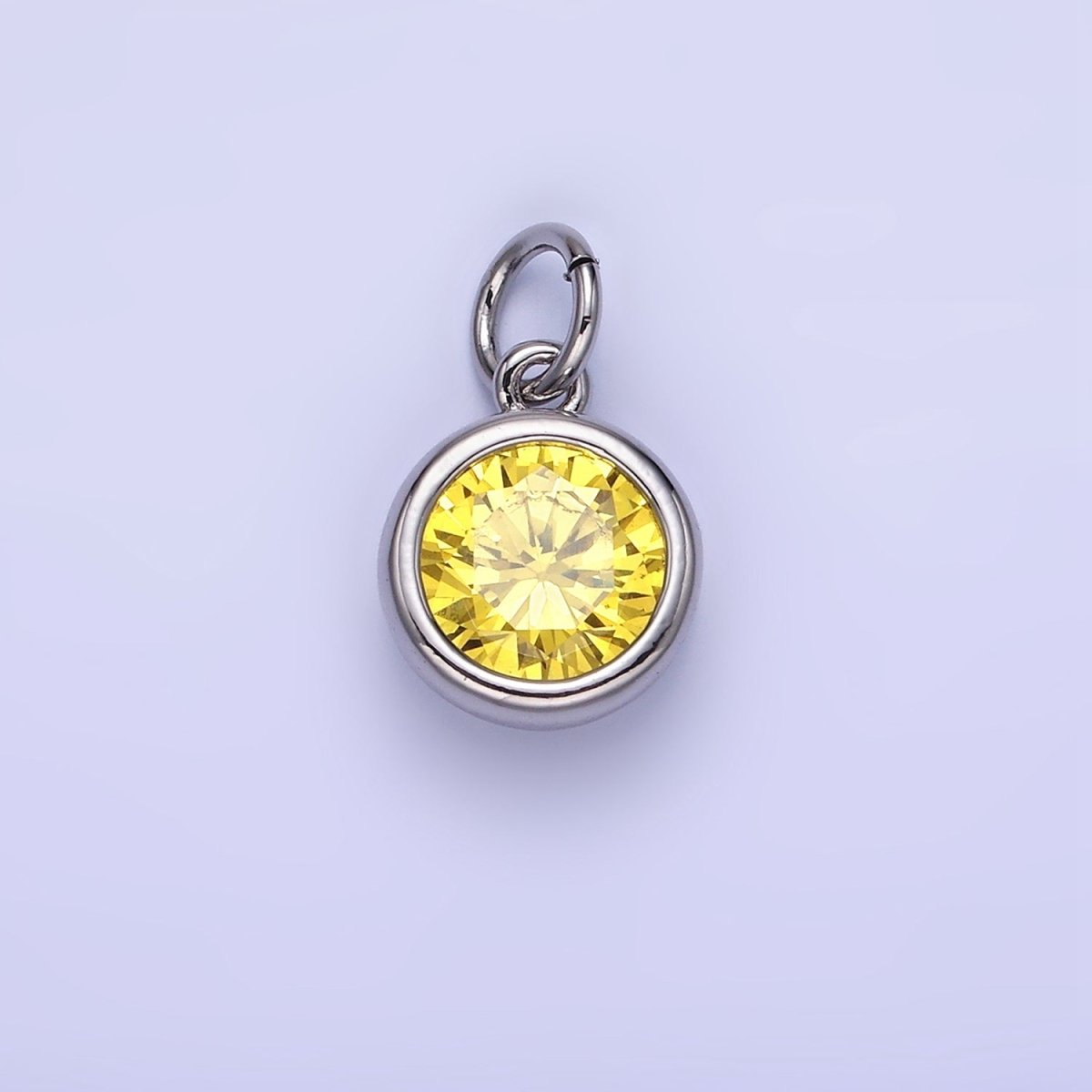 14K Gold Filled Birthstone Round Bezel Charm in Gold & Silver | AG788 - AG795 - DLUXCA