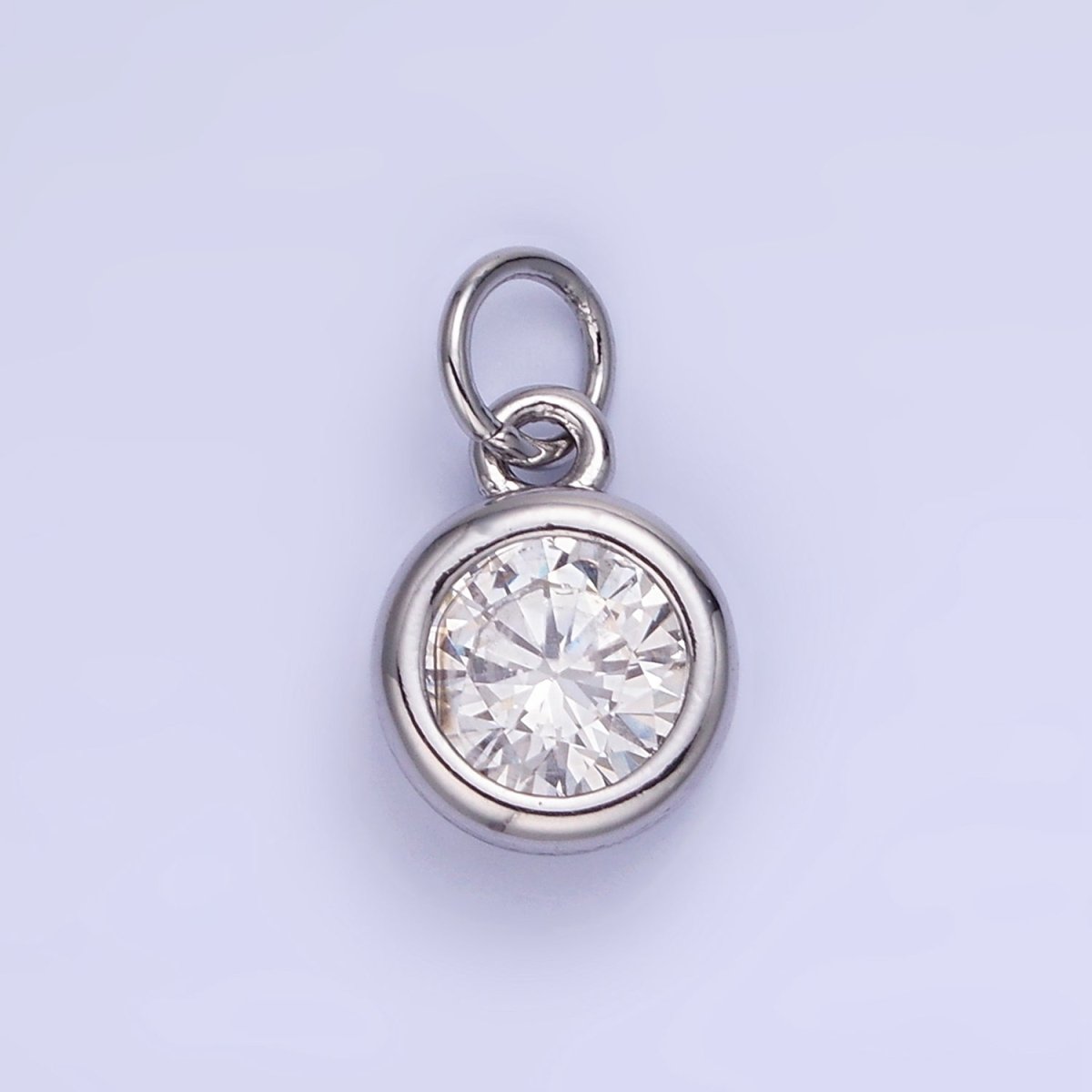 14K Gold Filled Birthstone Round CZ Bezel Charm in Gold & Silver | AG796 - AG811 - DLUXCA