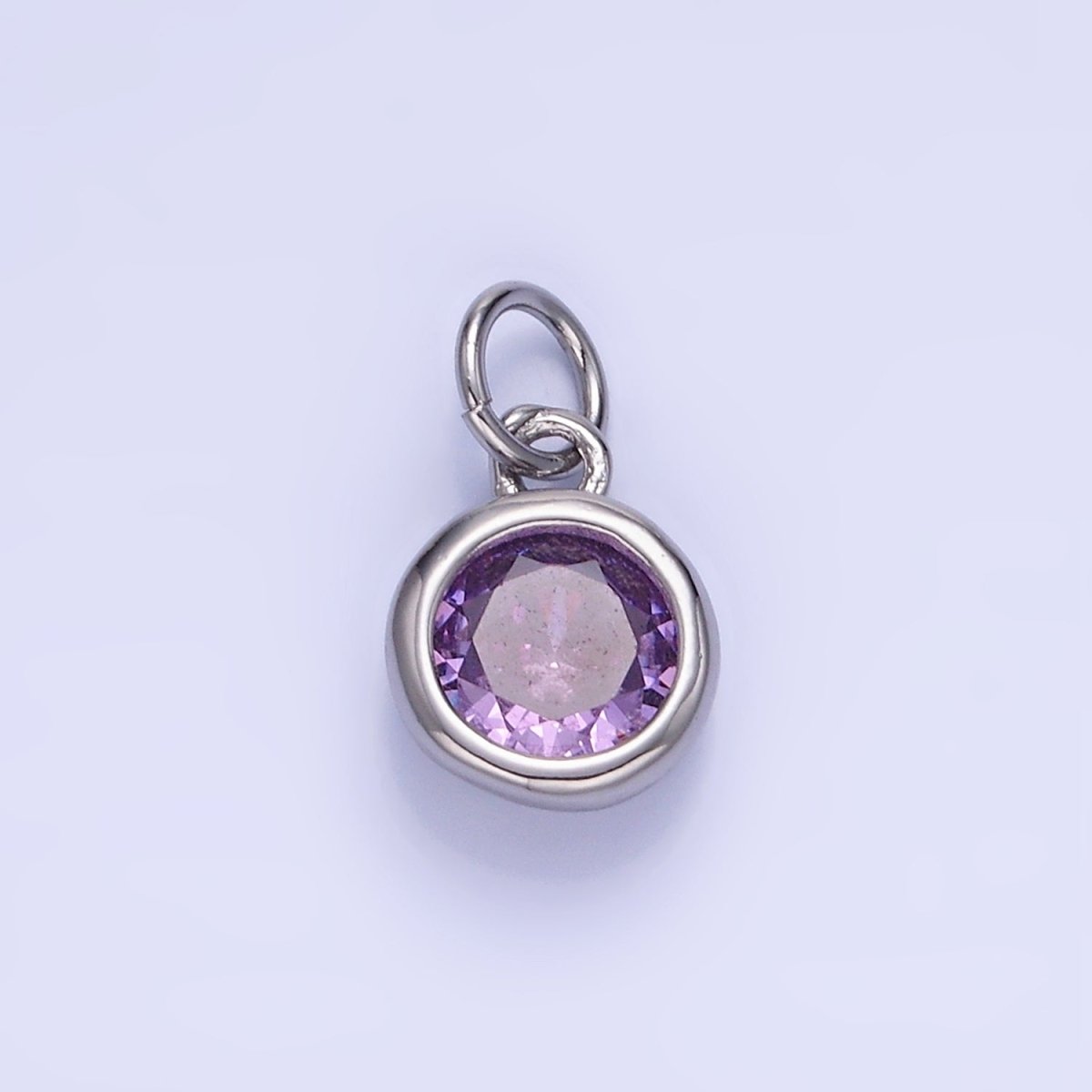 14K Gold Filled Birthstone Round CZ Bezel Charm in Gold & Silver | AG796 - AG811 - DLUXCA