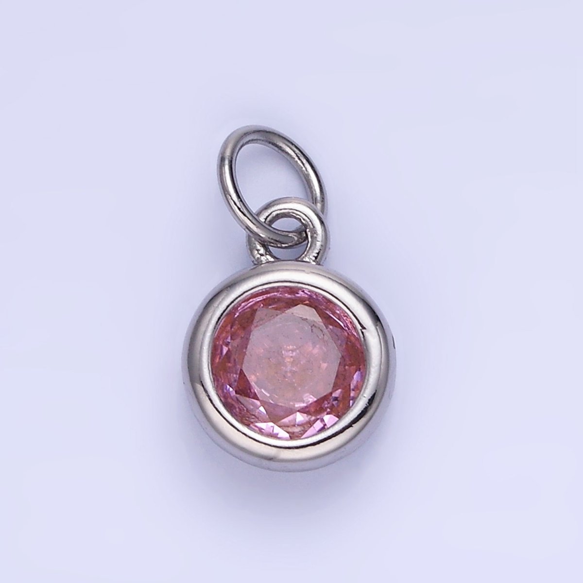 14K Gold Filled Birthstone Round CZ Bezel Charm in Gold & Silver | AG796 - AG811 - DLUXCA