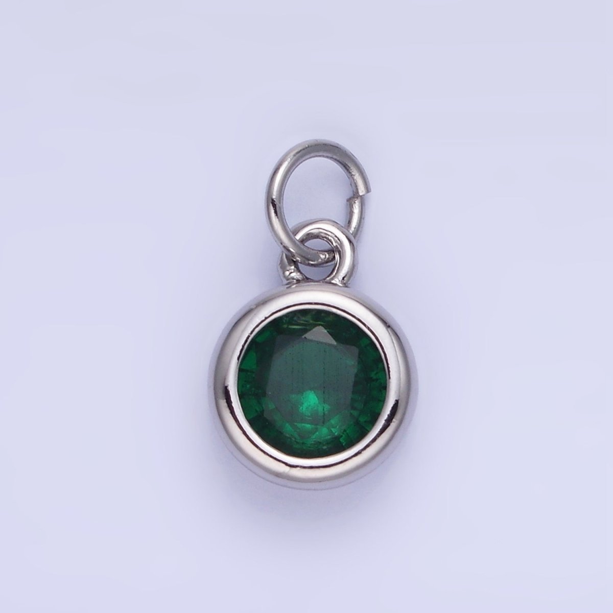 14K Gold Filled Birthstone Round CZ Bezel Charm in Gold & Silver | AG796 - AG811 - DLUXCA