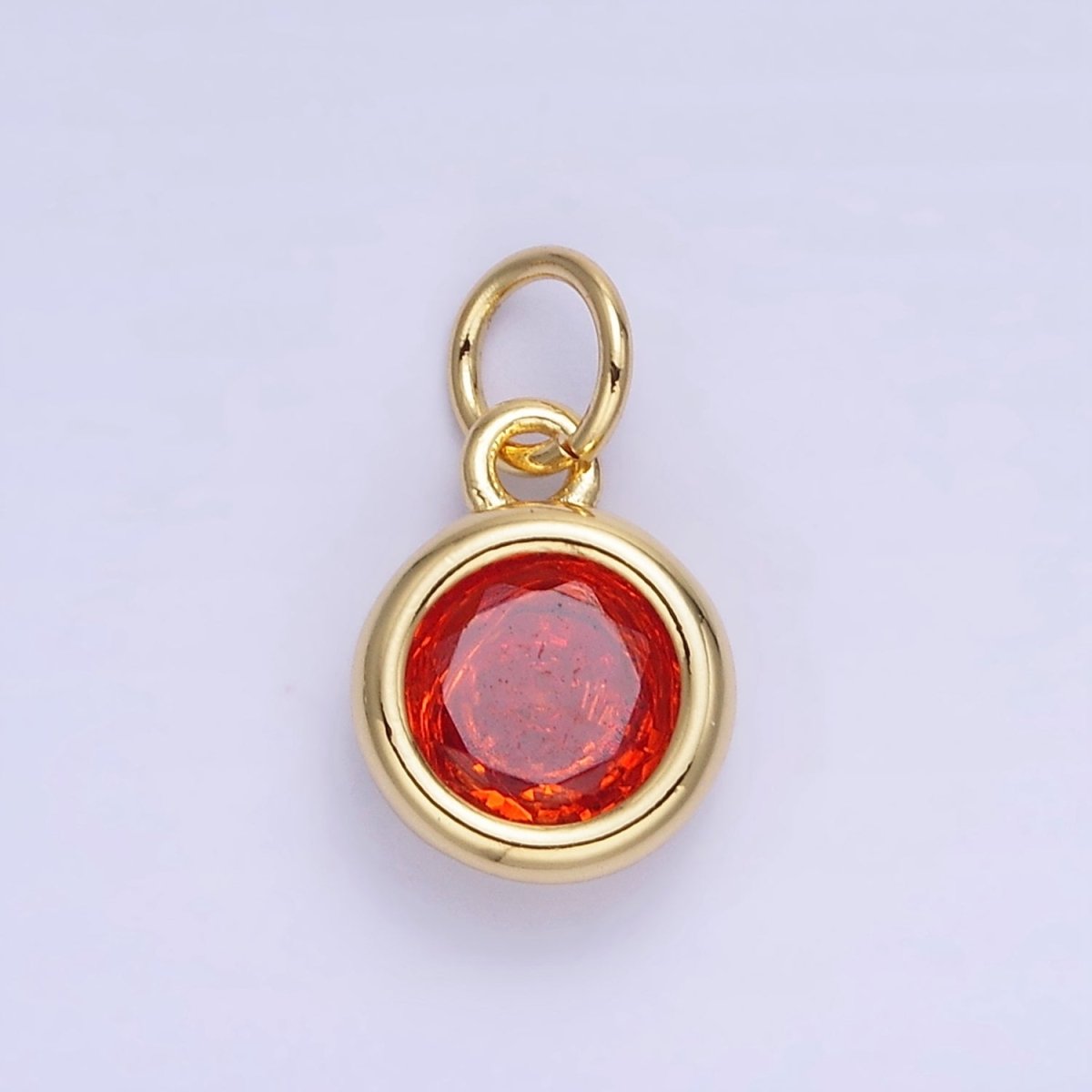 14K Gold Filled Birthstone Round CZ Bezel Charm in Gold & Silver | AG796 - AG811 - DLUXCA