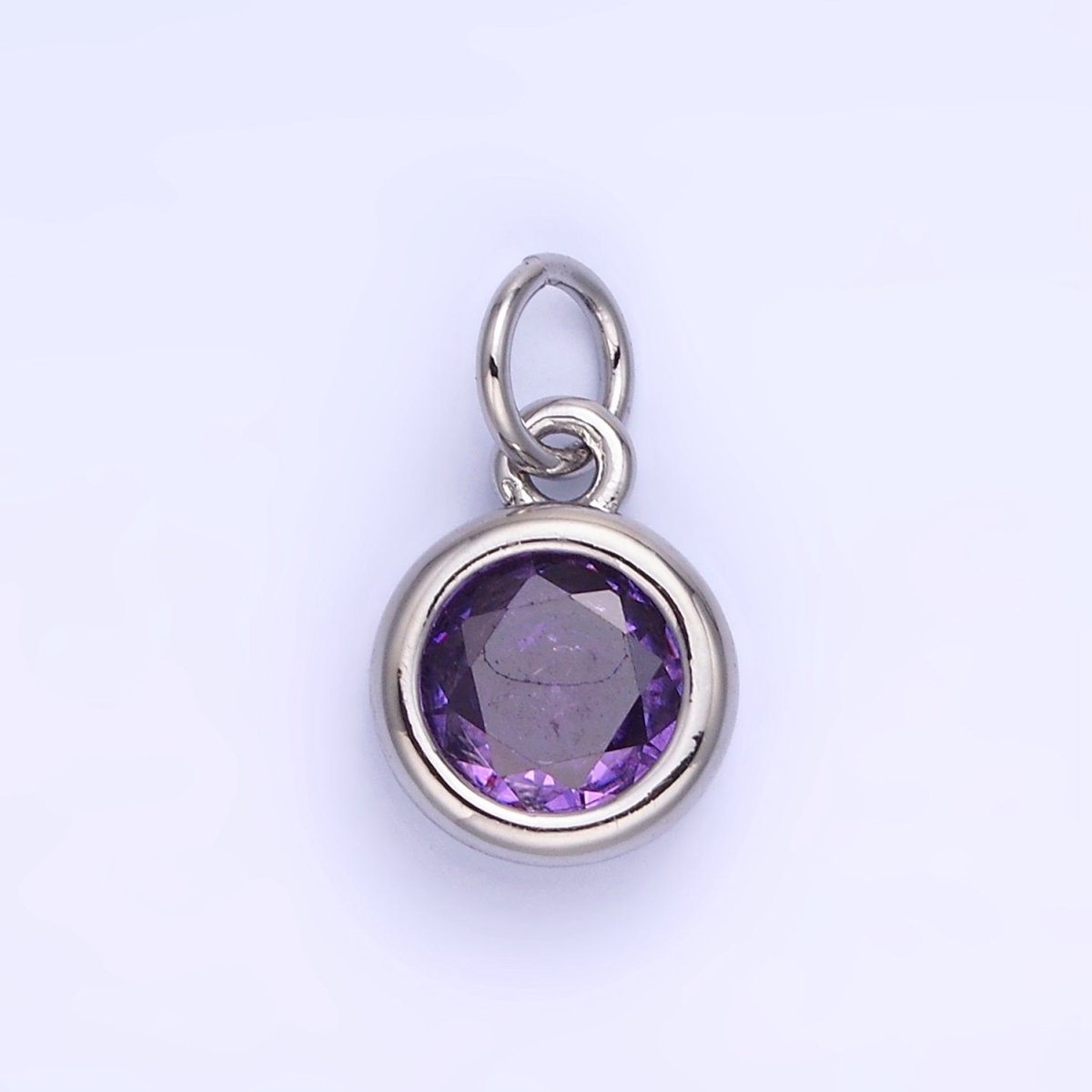 14K Gold Filled Birthstone Round CZ Bezel Charm in Gold & Silver | AG796 - AG811 - DLUXCA