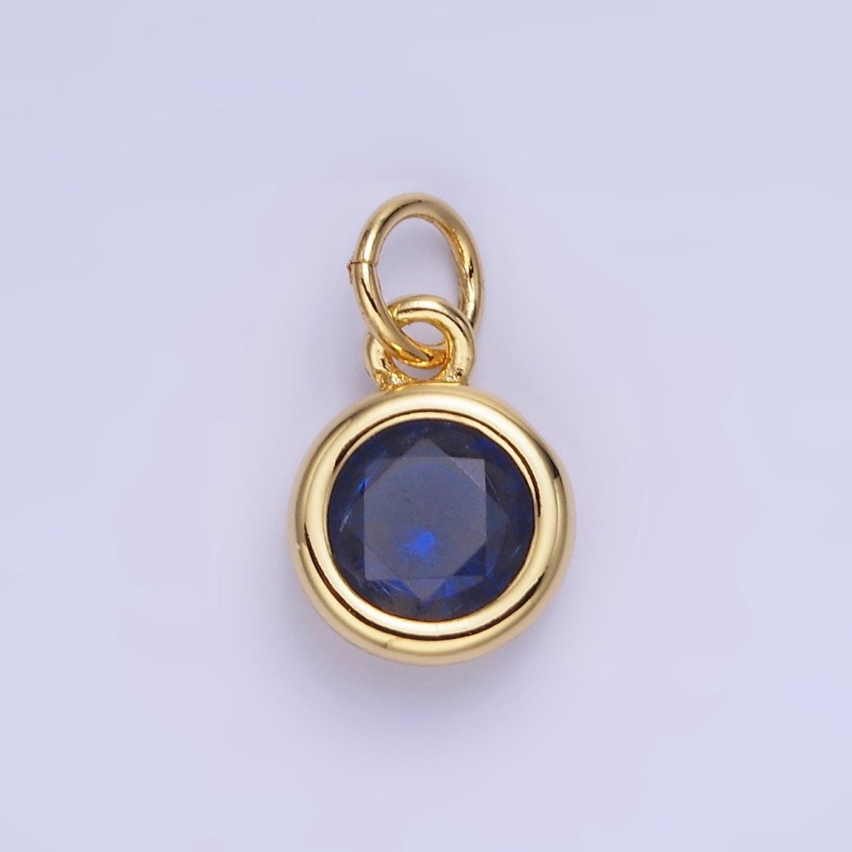 14K Gold Filled Birthstone Round CZ Bezel Charm in Gold & Silver | AG796 - AG811 - DLUXCA