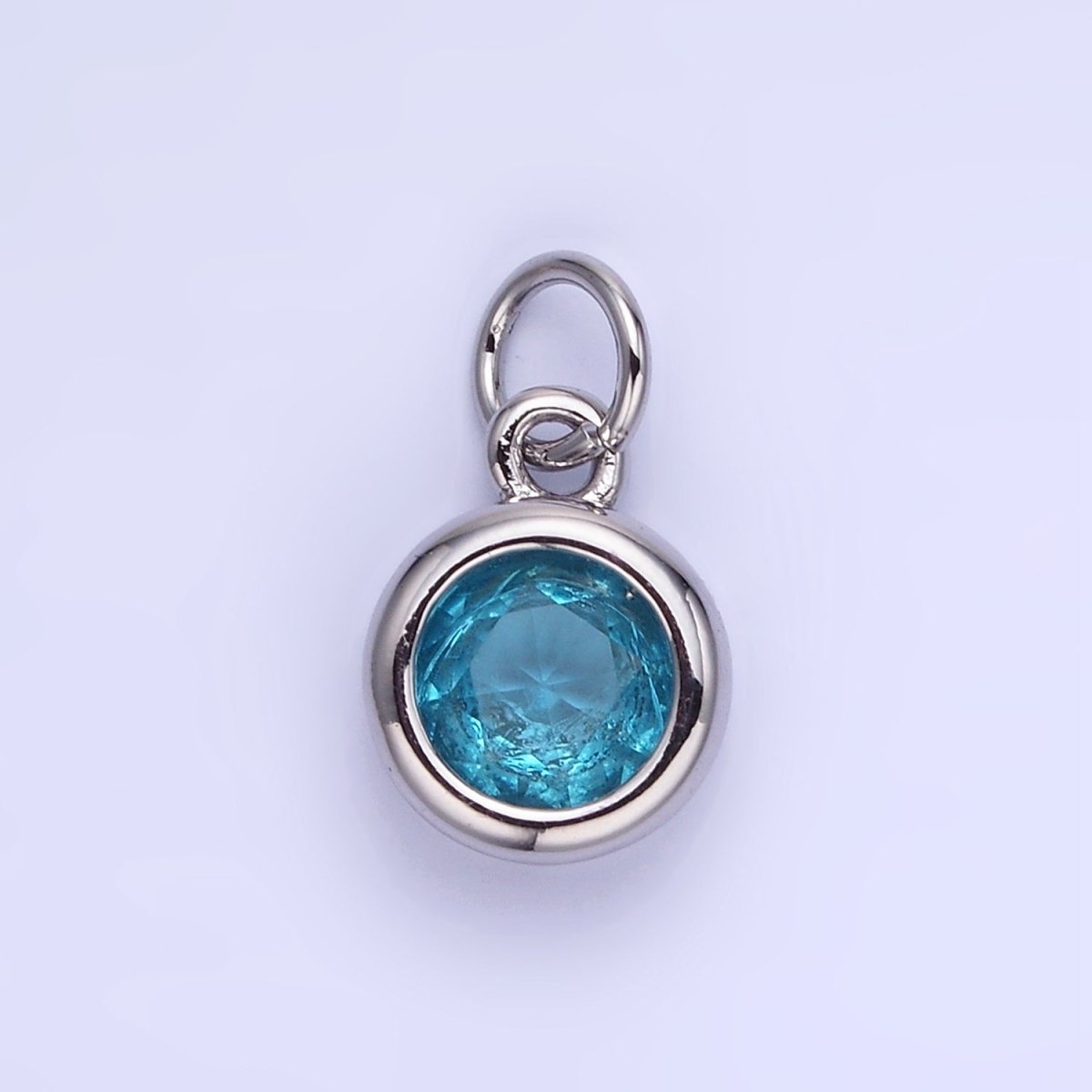 14K Gold Filled Birthstone Round CZ Bezel Charm in Gold & Silver | AG796 - AG811 - DLUXCA