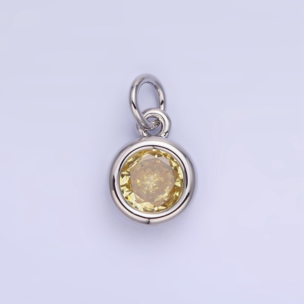 14K Gold Filled Birthstone Round CZ Bezel Charm in Gold & Silver | AG796 - AG811 - DLUXCA