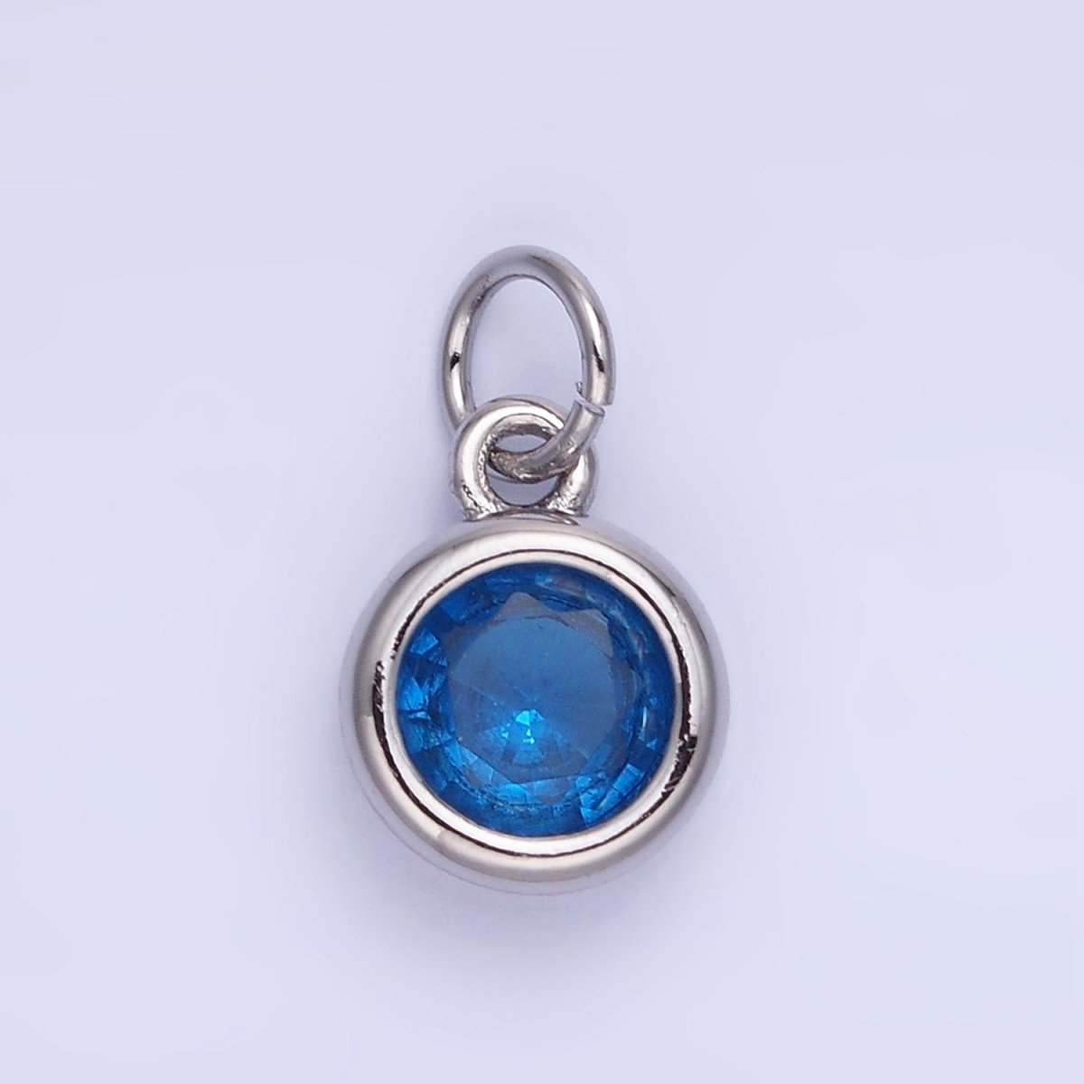 14K Gold Filled Birthstone Round CZ Bezel Charm in Gold & Silver | AG796 - AG811 - DLUXCA