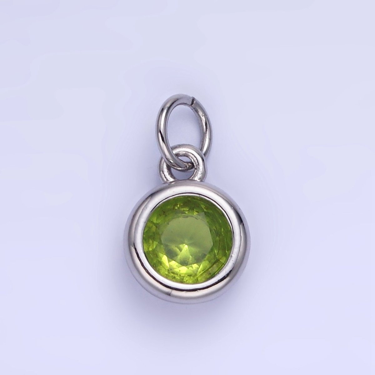 14K Gold Filled Birthstone Round CZ Bezel Charm in Gold & Silver | AG796 - AG811 - DLUXCA