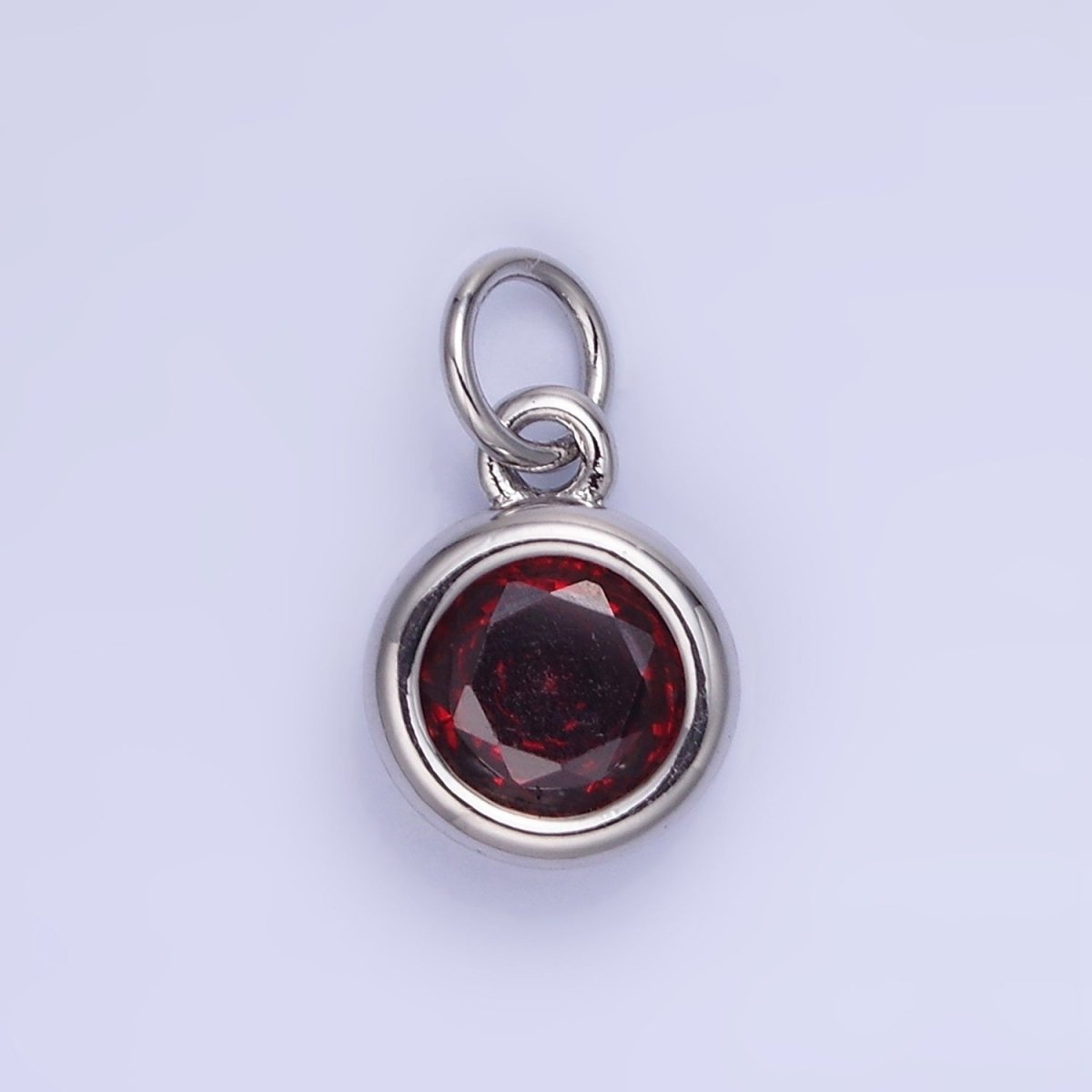 14K Gold Filled Birthstone Round CZ Bezel Charm in Gold & Silver | AG796 - AG811 - DLUXCA