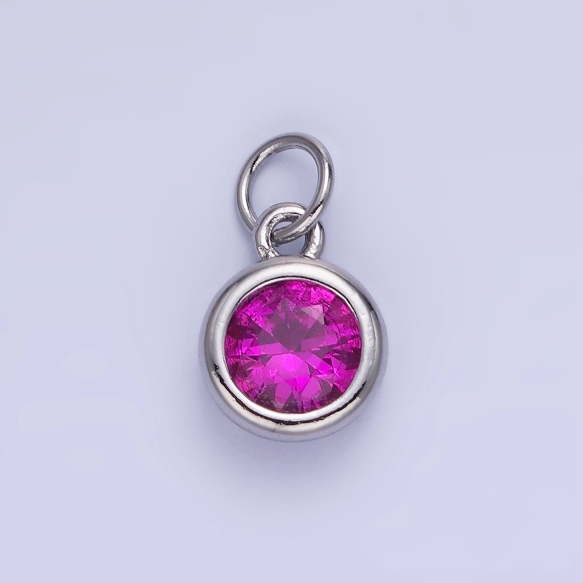 14K Gold Filled Birthstone Round CZ Bezel Charm in Gold & Silver | AG796 - AG811 - DLUXCA