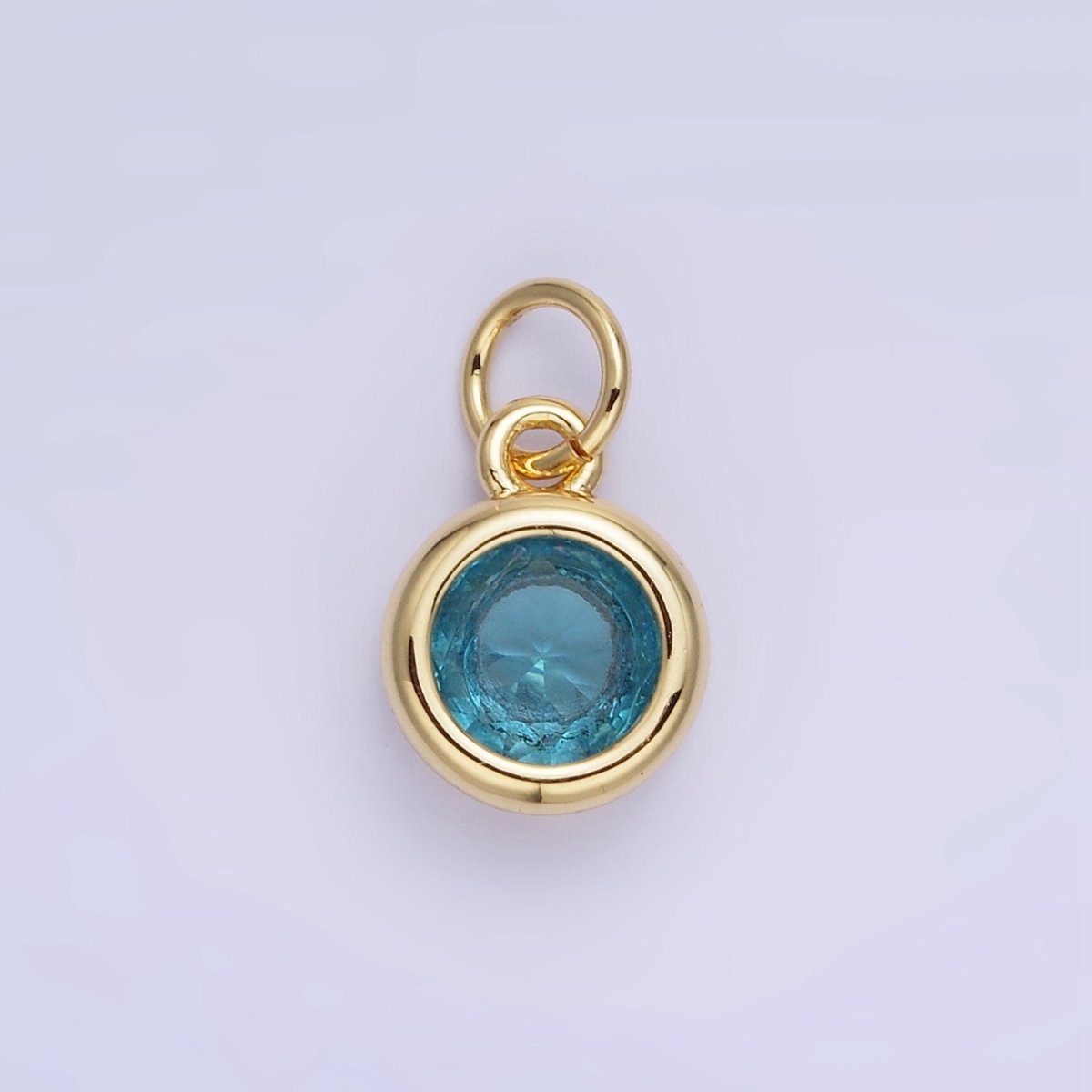 14K Gold Filled Birthstone Round CZ Bezel Charm in Gold & Silver | AG796 - AG811 - DLUXCA