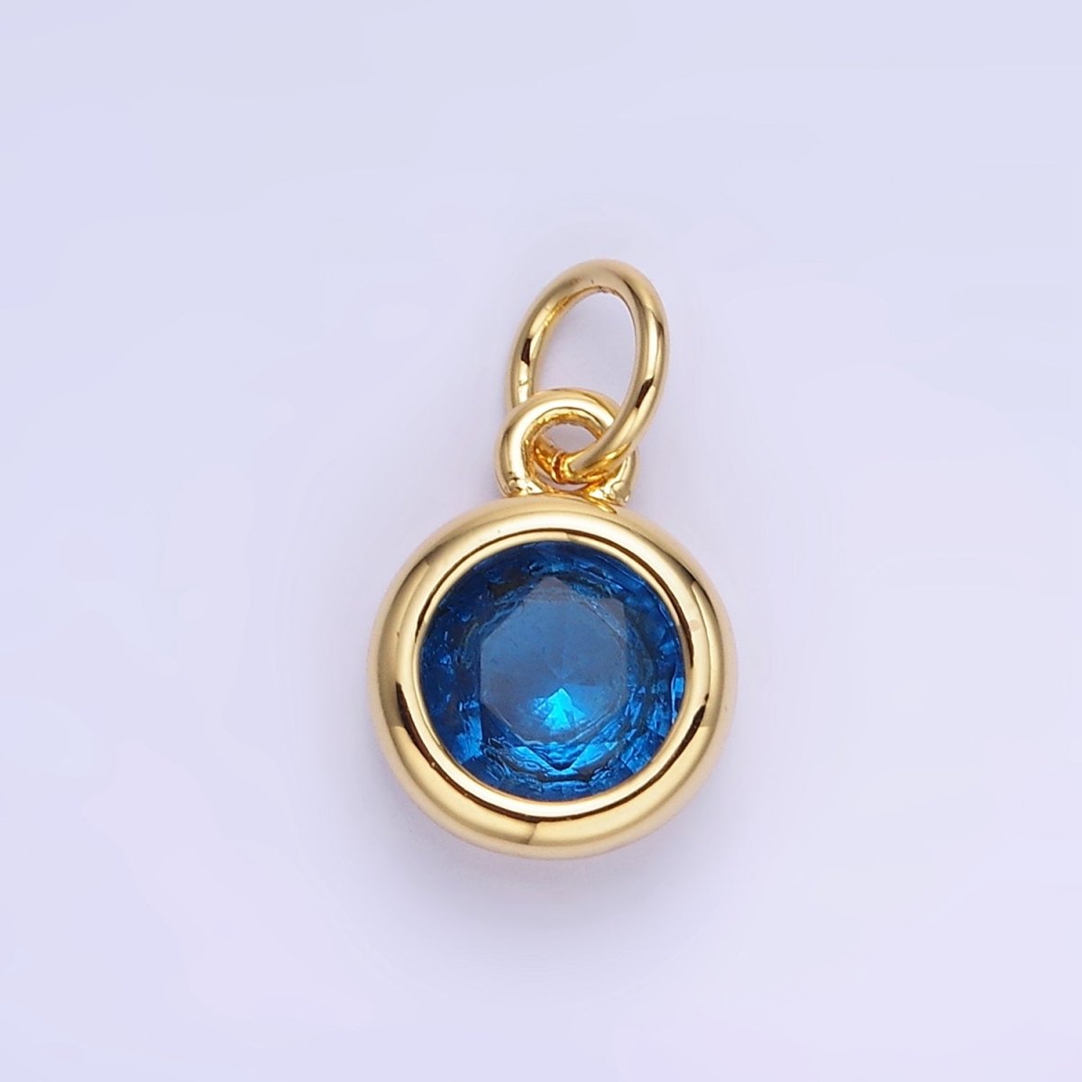 14K Gold Filled Birthstone Round CZ Bezel Charm in Gold & Silver | AG796 - AG811 - DLUXCA