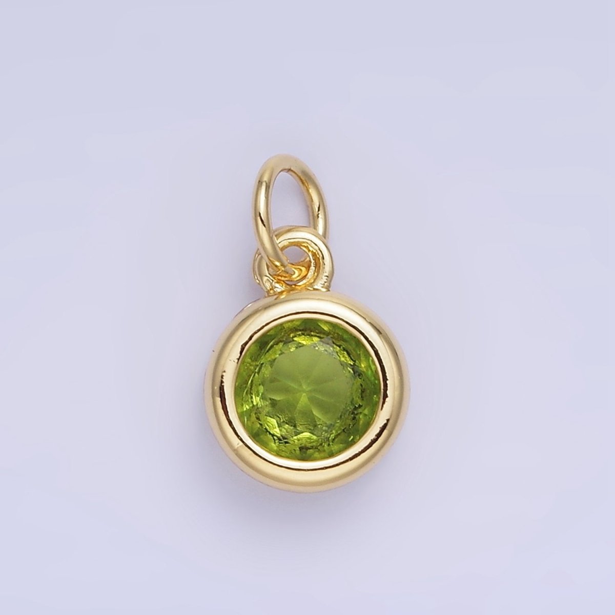 14K Gold Filled Birthstone Round CZ Bezel Charm in Gold & Silver | AG796 - AG811 - DLUXCA