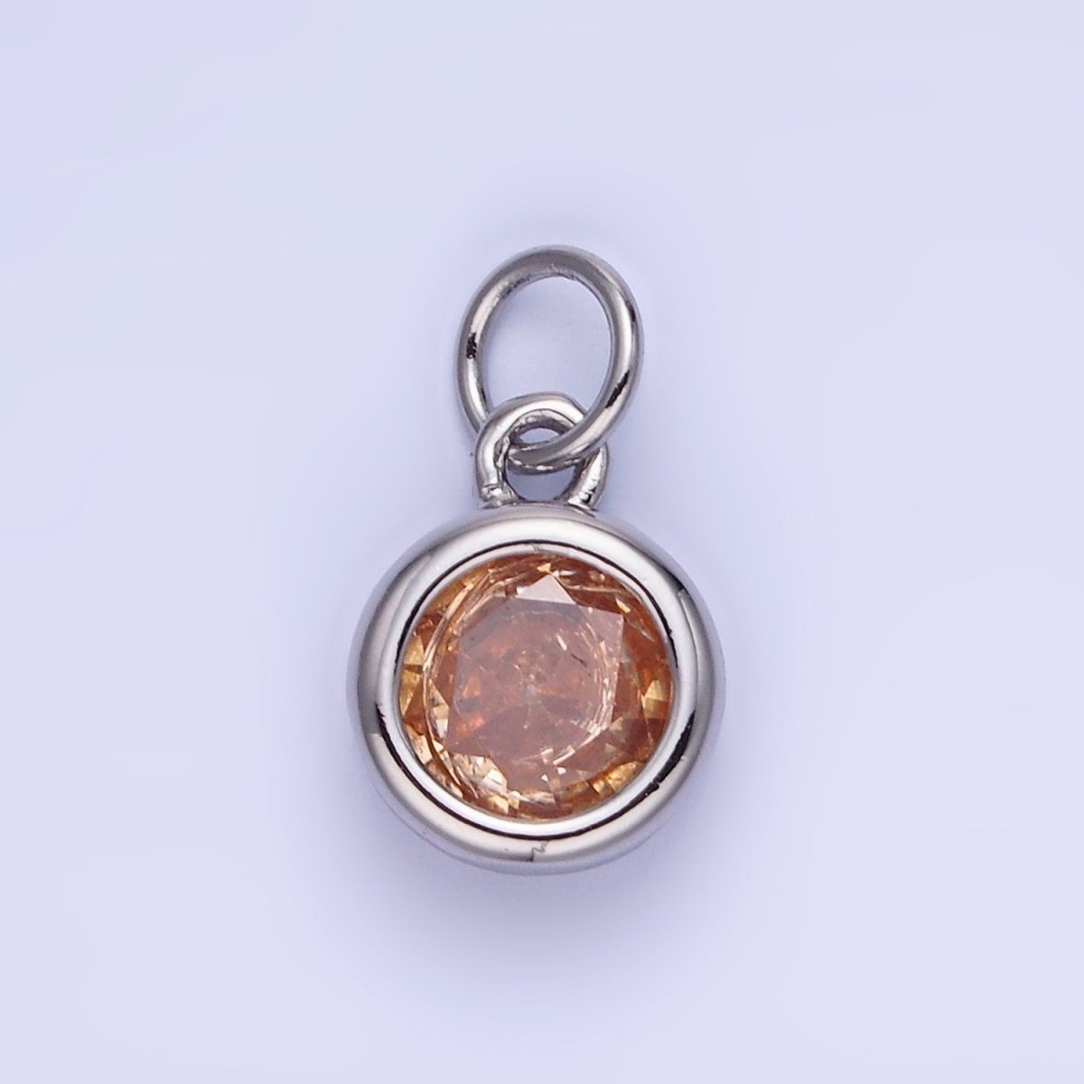 14K Gold Filled Birthstone Round CZ Bezel Charm in Gold & Silver | AG796 - AG811 - DLUXCA