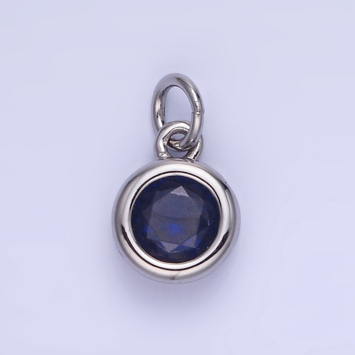 14K Gold Filled Birthstone Round CZ Bezel Charm in Gold & Silver | AG796 - AG811 - DLUXCA