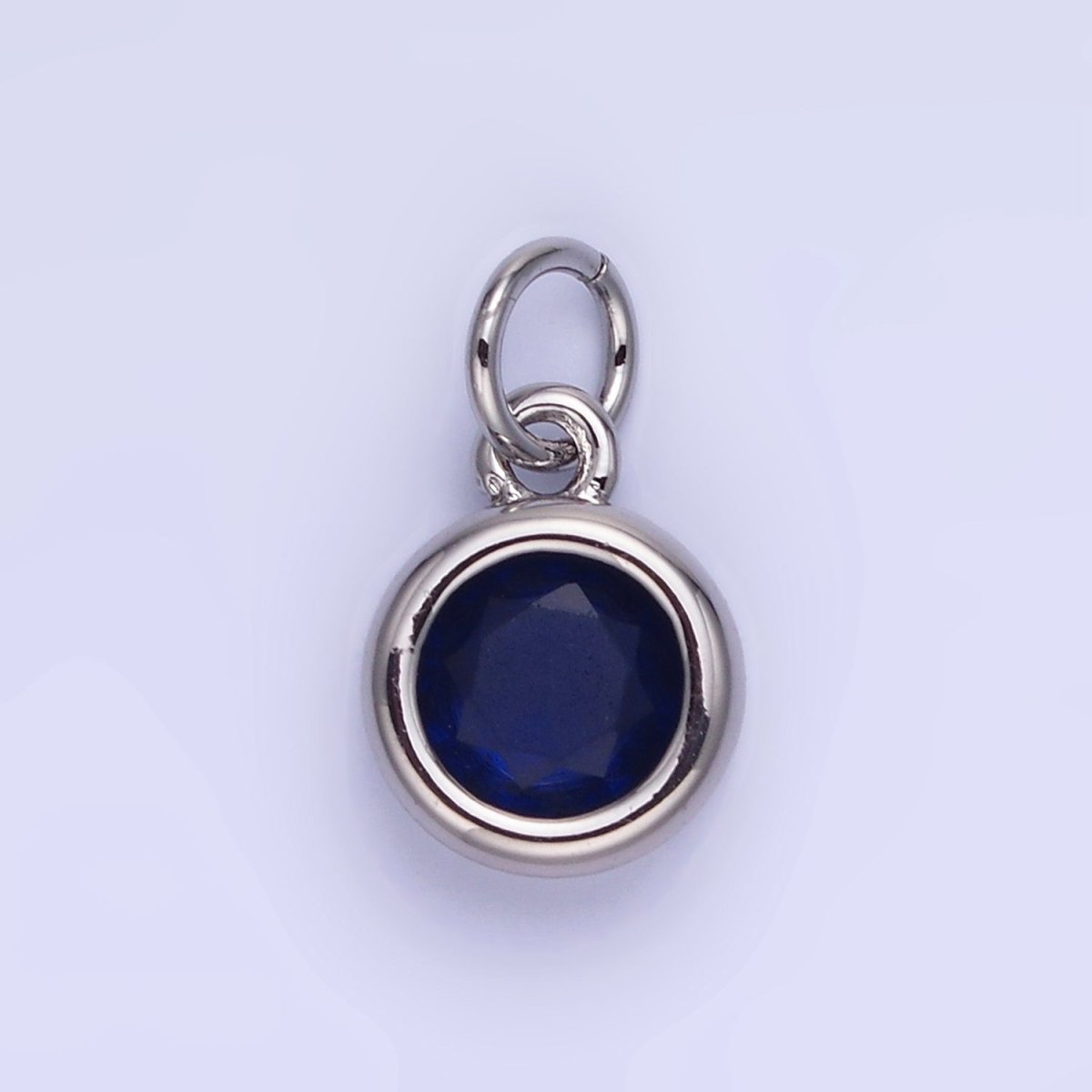 14K Gold Filled Birthstone Round CZ Bezel Charm in Gold & Silver | AG796 - AG811 - DLUXCA