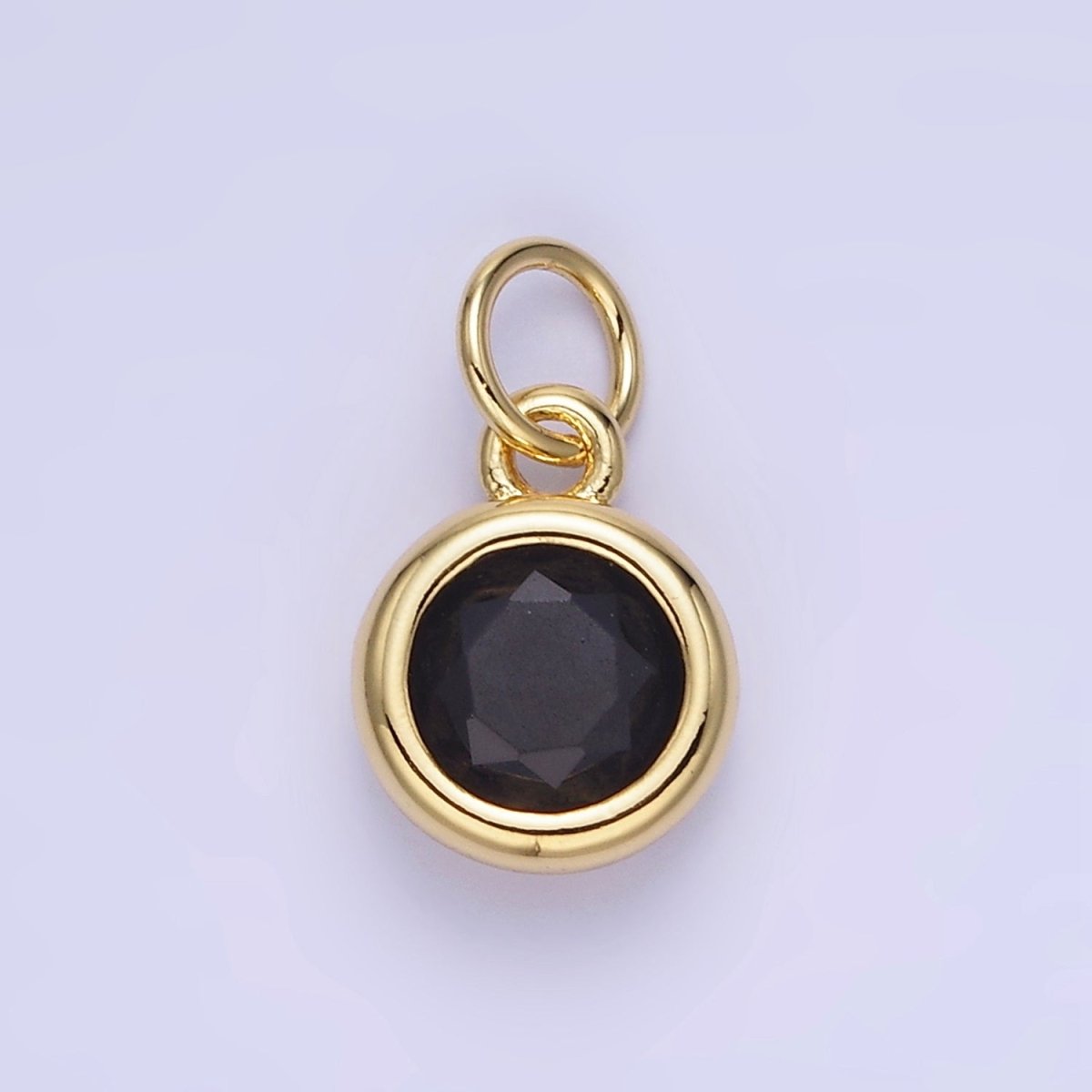 14K Gold Filled Birthstone Round CZ Bezel Charm in Gold & Silver | AG796 - AG811 - DLUXCA