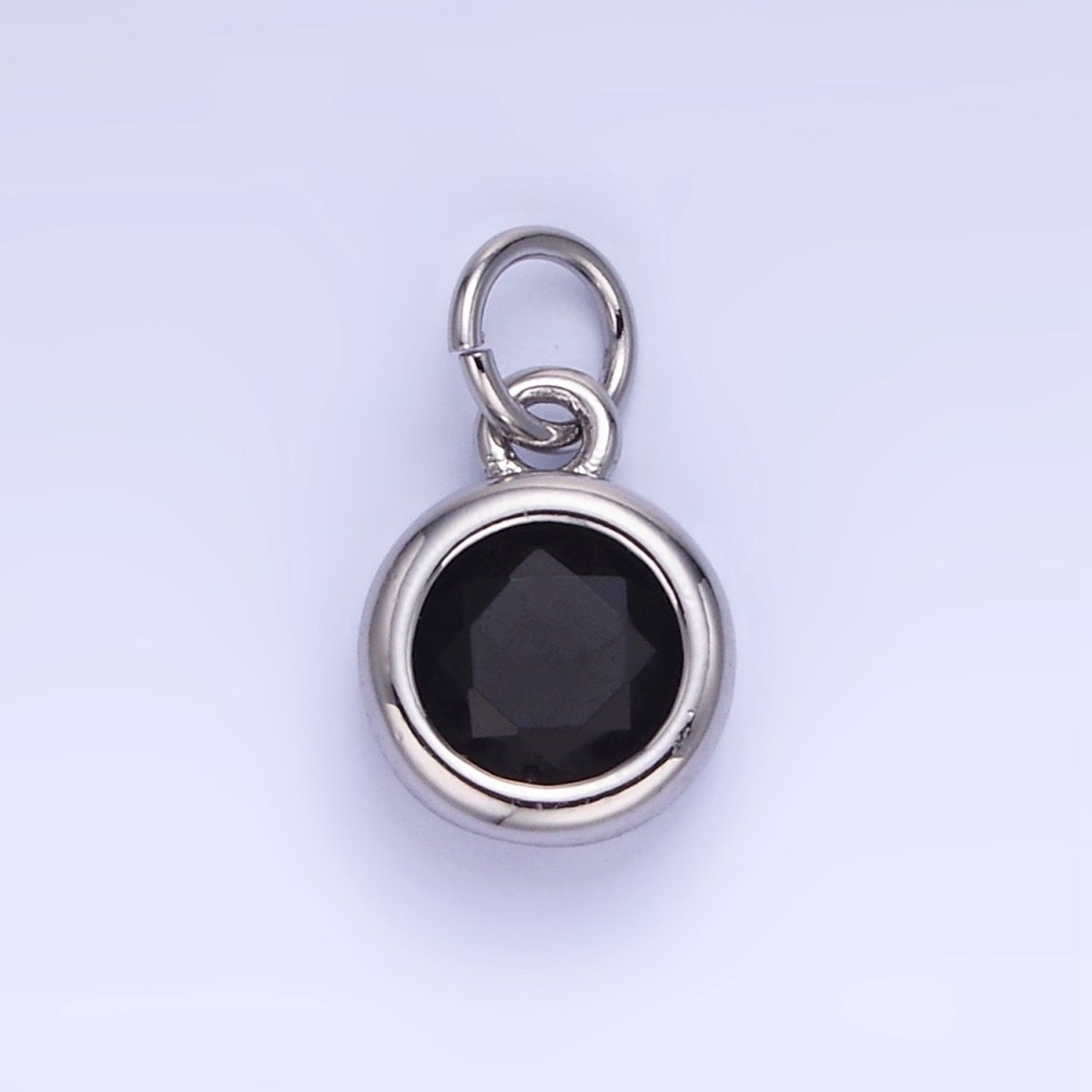 14K Gold Filled Birthstone Round CZ Bezel Charm in Gold & Silver | AG796 - AG811 - DLUXCA