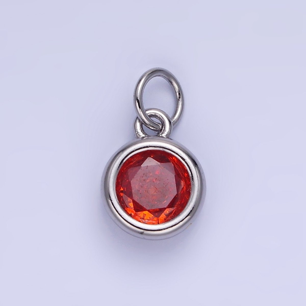 14K Gold Filled Birthstone Round CZ Bezel Charm in Gold & Silver | AG796 - AG811 - DLUXCA