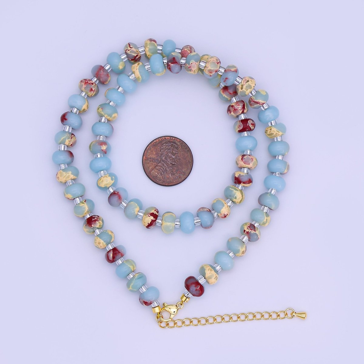 14K Gold Filled Blue Turquoise Natural Gemstone 16 Inch, 18 Inch Necklace | WA - 3143 WA - 3144 - DLUXCA