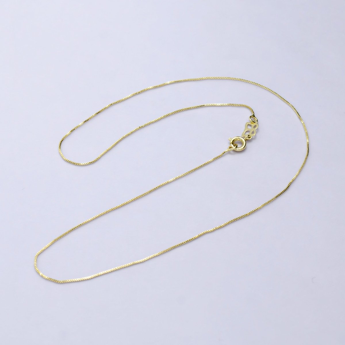 14K Gold Filled Box Chain Necklace, 16 Inch Box Chain Necklace, Dainty 0.6mm Box Necklace w/ Lobster Clasp | WA - 810 WA - 822 - DLUXCA
