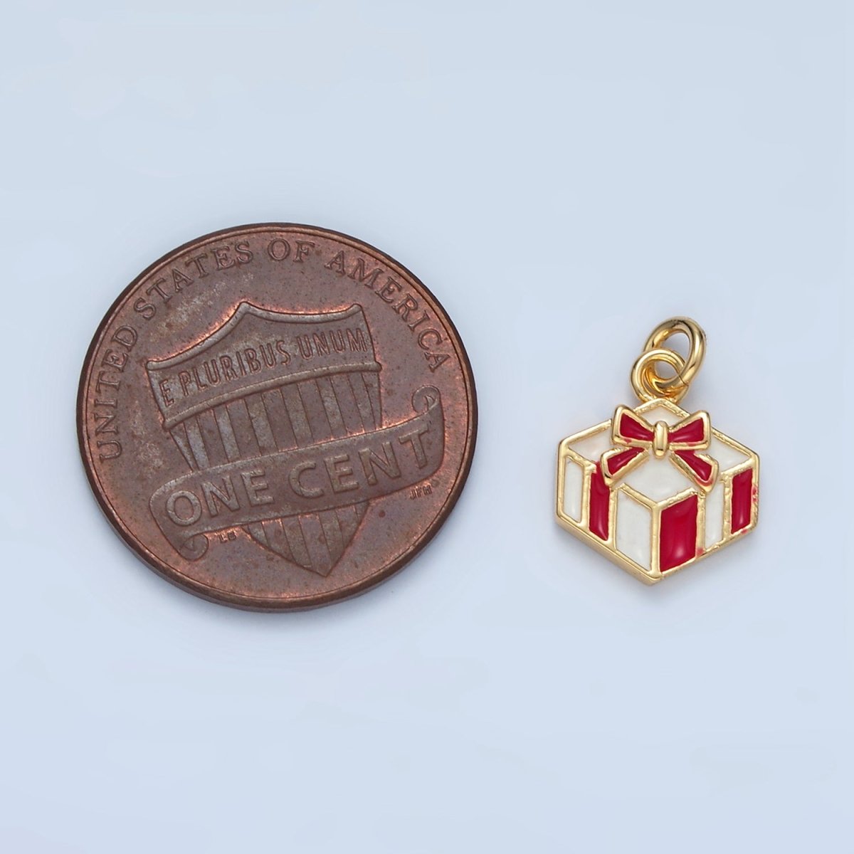 14K Gold Filled Christmas Present Gift Enamel Charm | AG941 - DLUXCA