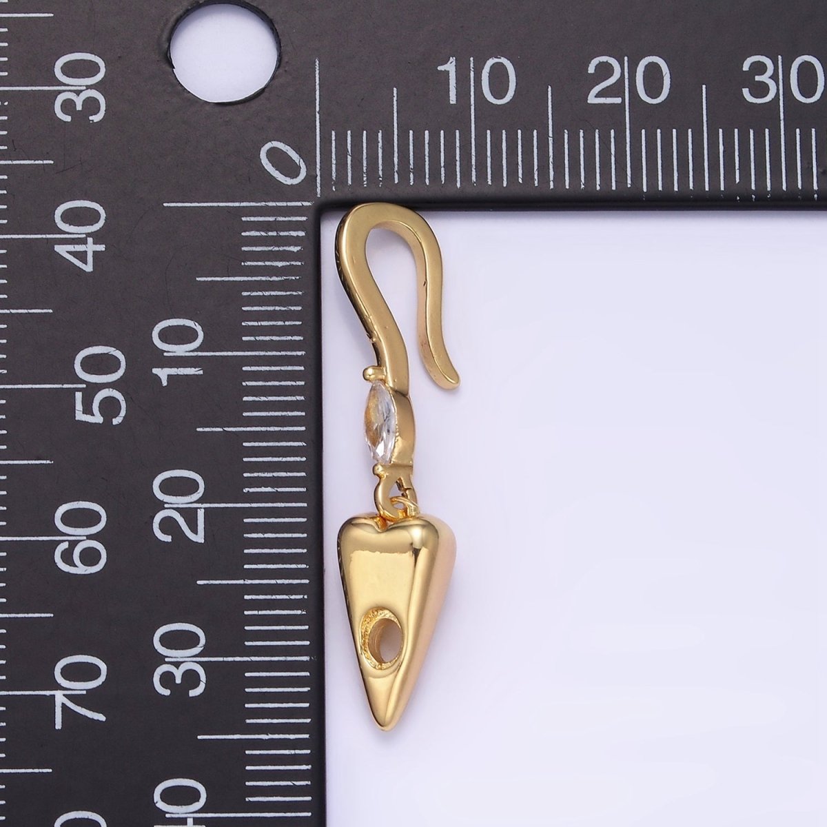 14K Gold Filled Chubby Heart Marquise CZ Drop Snap Bail Pendant | Z345 - DLUXCA