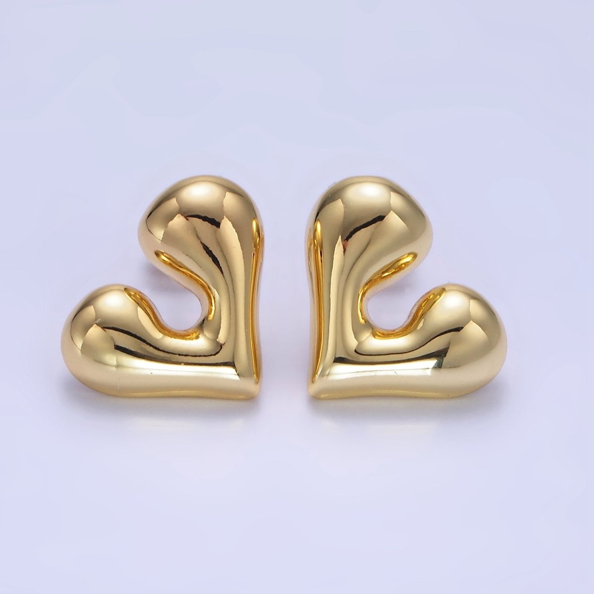 14K Gold Filled Chubby Heart Minimalist Stud Earrings | P484 - DLUXCA