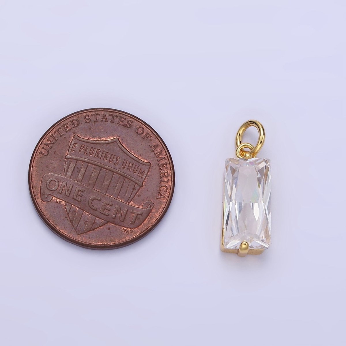 14K Gold Filled Clear Baguette Add-On Charm | C395 - DLUXCA