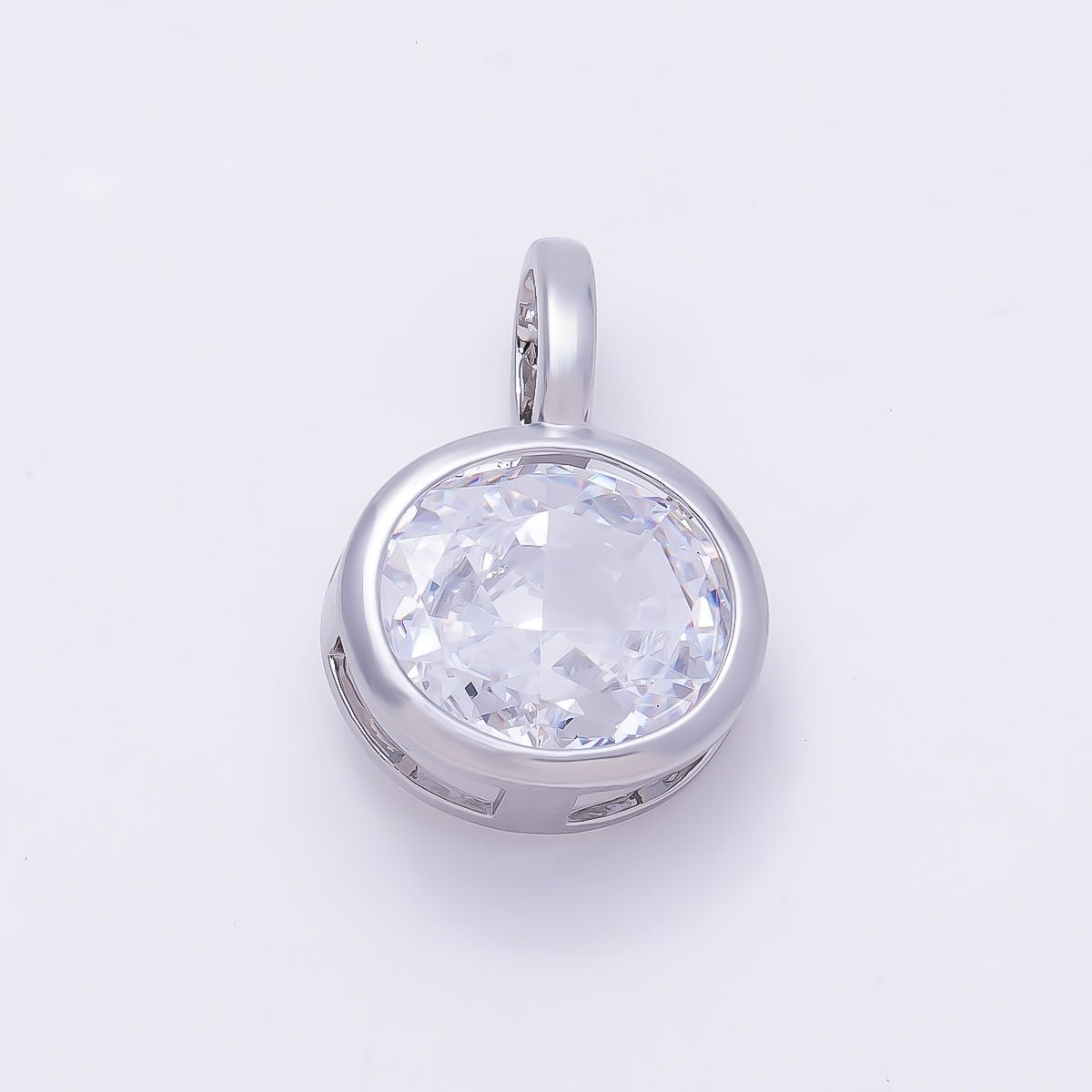 14K Gold Filled Clear Baguette, Oval, Marquise CZ Bezel Collar Chain Pendant in Gold & Silver | Charms-00750 ~ Charms-00752 - DLUXCA