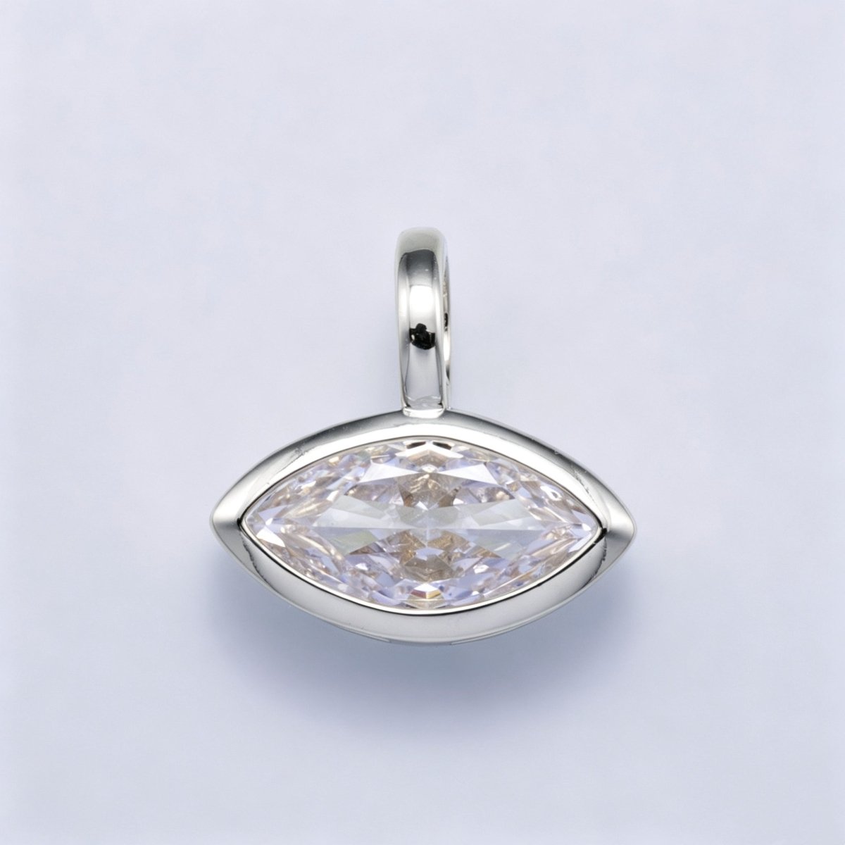 14K Gold Filled Clear Baguette, Oval, Marquise CZ Bezel Collar Chain Pendant in Gold & Silver | Charms-00750 ~ Charms-00752 - DLUXCA
