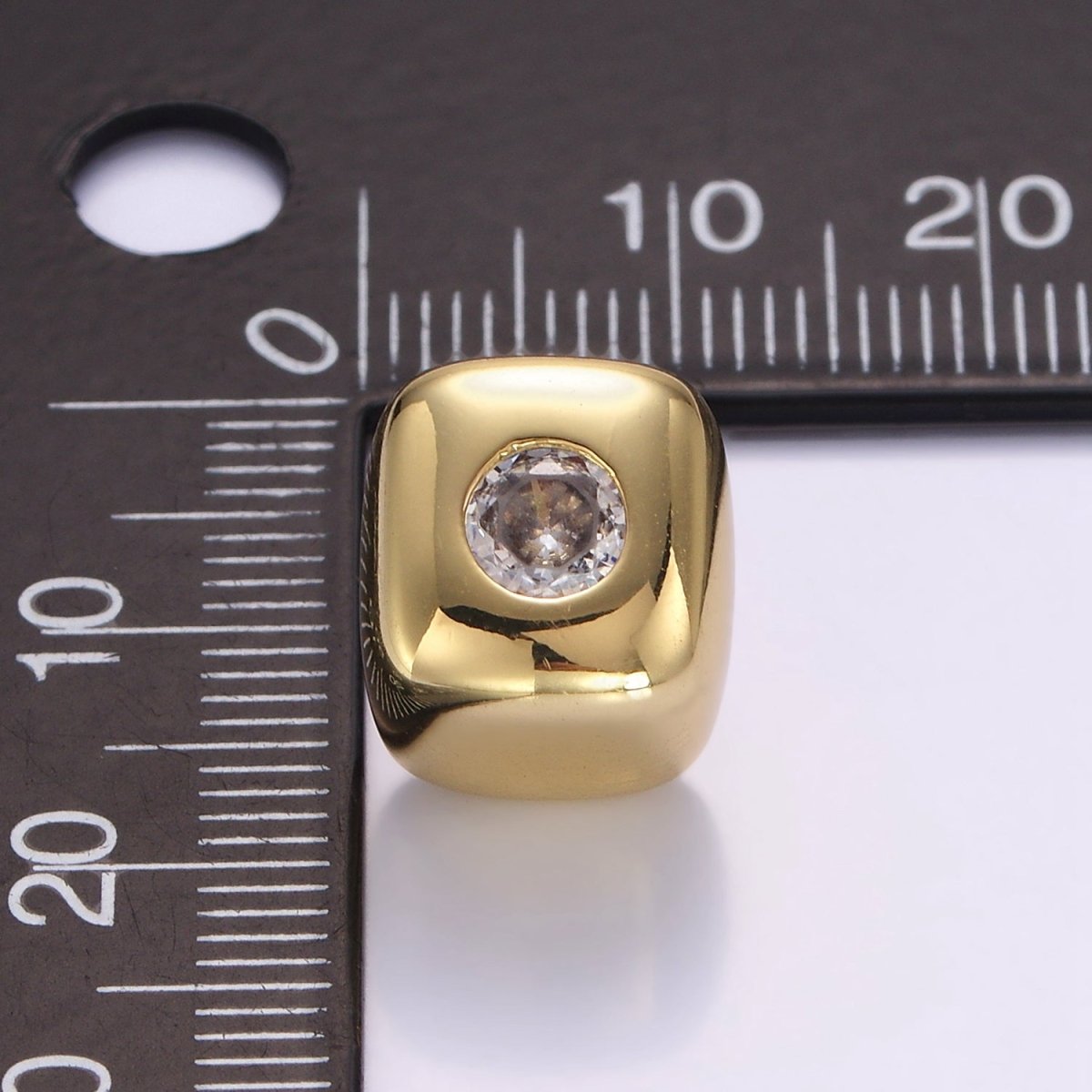 14K Gold Filled Clear CZ Cube J - Shaped Hoop Earrings | P513 - DLUXCA