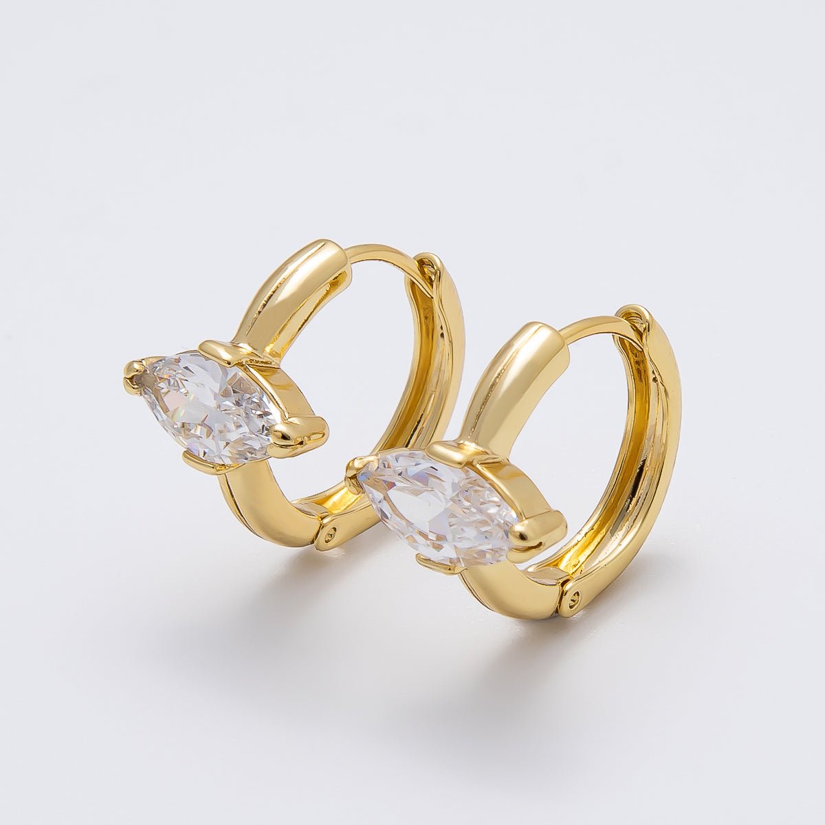 14K Gold Filled Clear CZ Marquise Solitaire Cartilage Huggie Earrings | Earrings - 00267 - DLUXCA